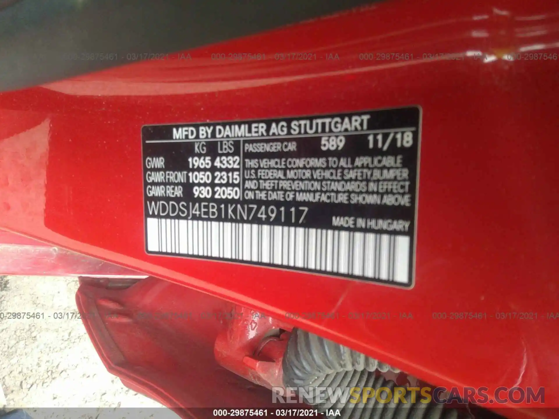 9 Photograph of a damaged car WDDSJ4EB1KN749117 MERCEDES-BENZ CLA 2019