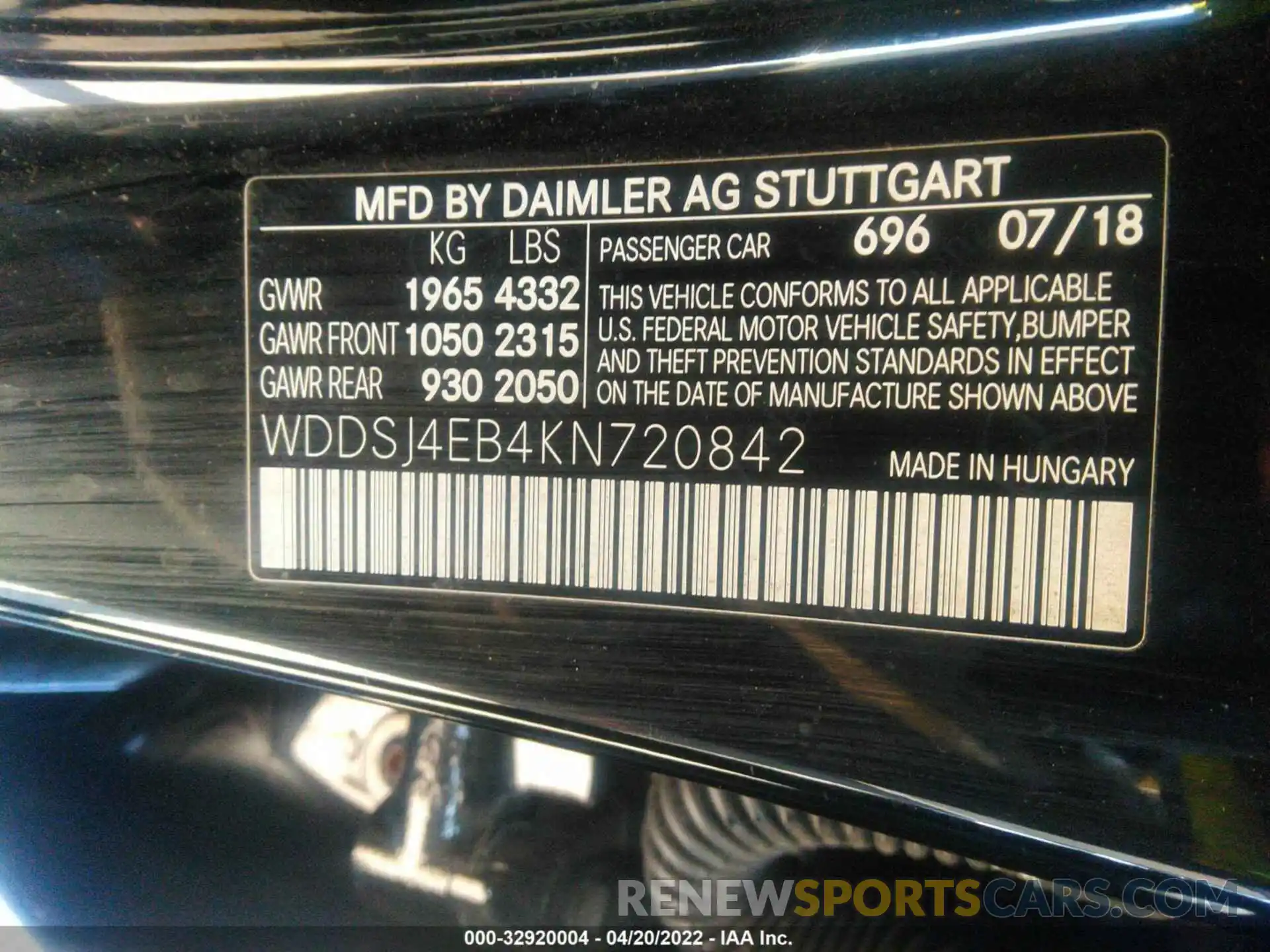 9 Фотография поврежденного автомобиля WDDSJ4EB4KN720842 MERCEDES-BENZ CLA 2019