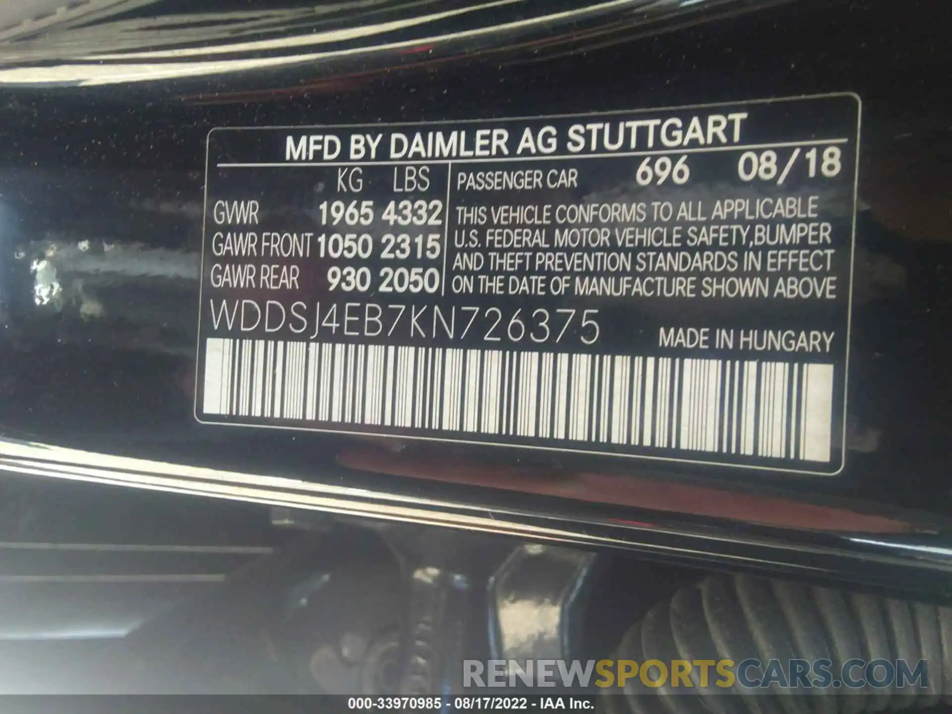 9 Фотография поврежденного автомобиля WDDSJ4EB7KN726375 MERCEDES-BENZ CLA 2019