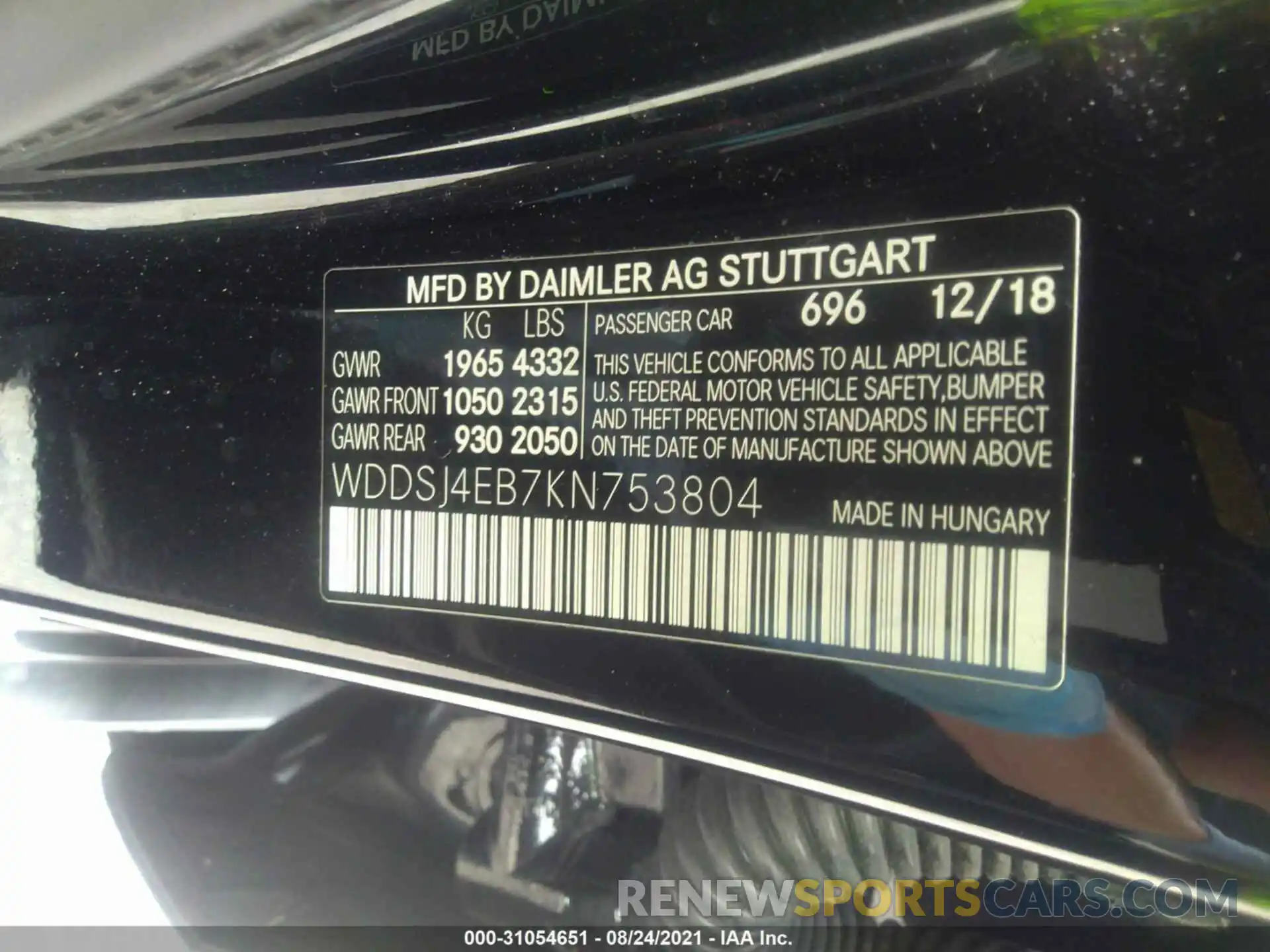 9 Фотография поврежденного автомобиля WDDSJ4EB7KN753804 MERCEDES-BENZ CLA 2019