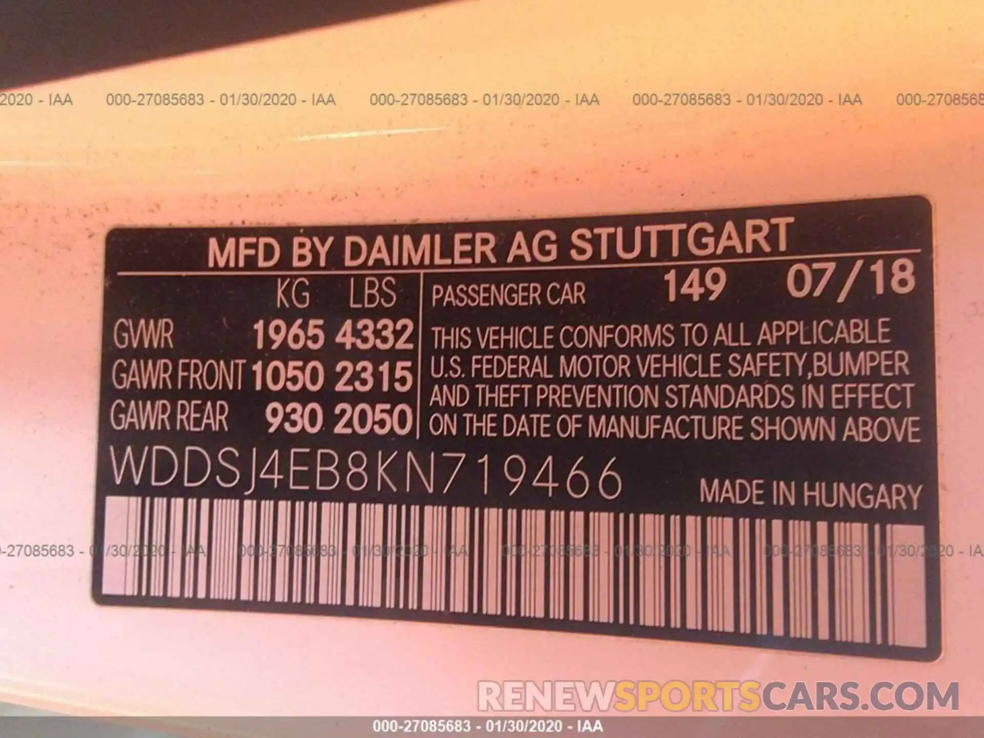 9 Photograph of a damaged car WDDSJ4EB8KN719466 MERCEDES-BENZ CLA 2019