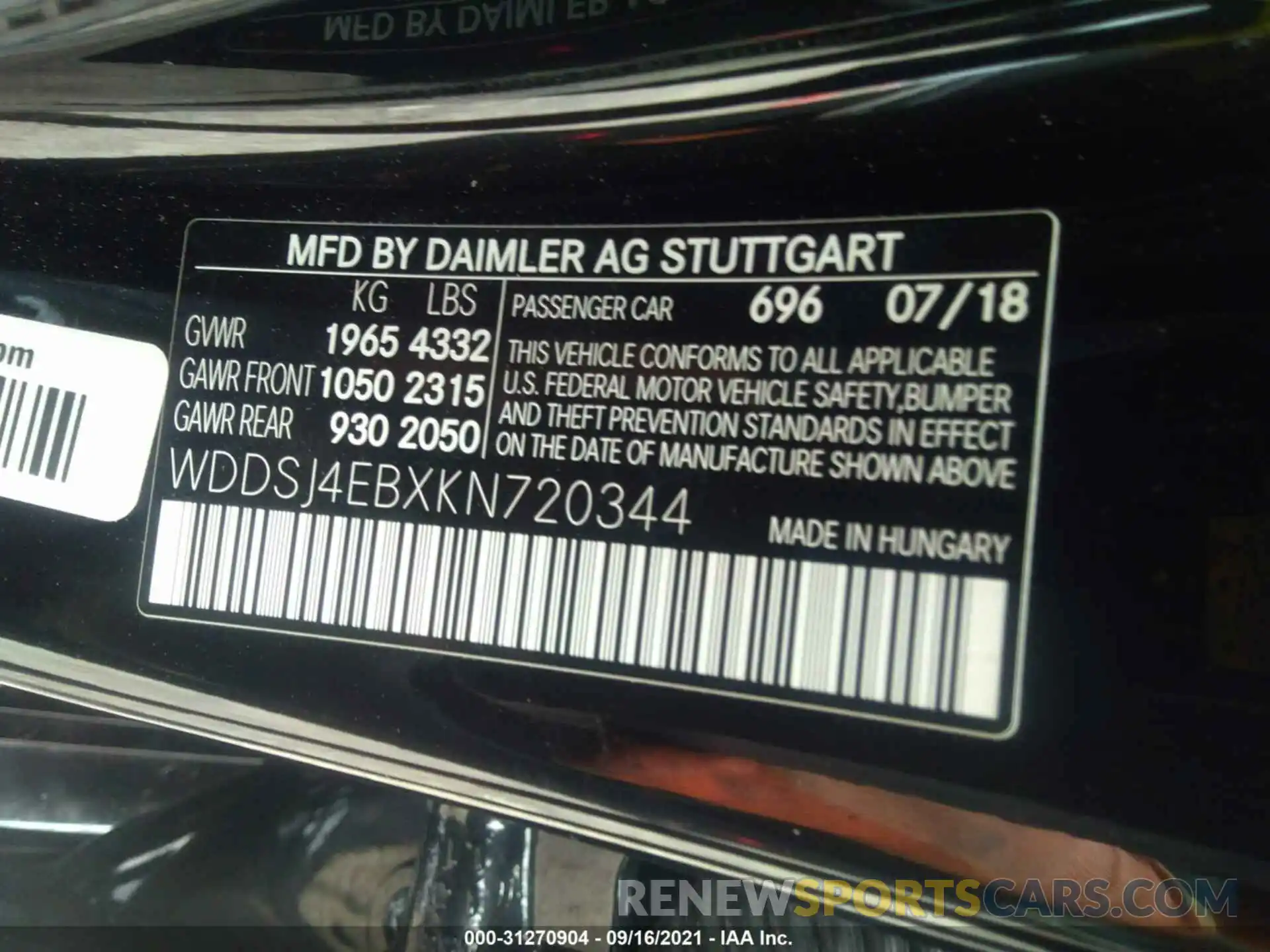 9 Photograph of a damaged car WDDSJ4EBXKN720344 MERCEDES-BENZ CLA 2019