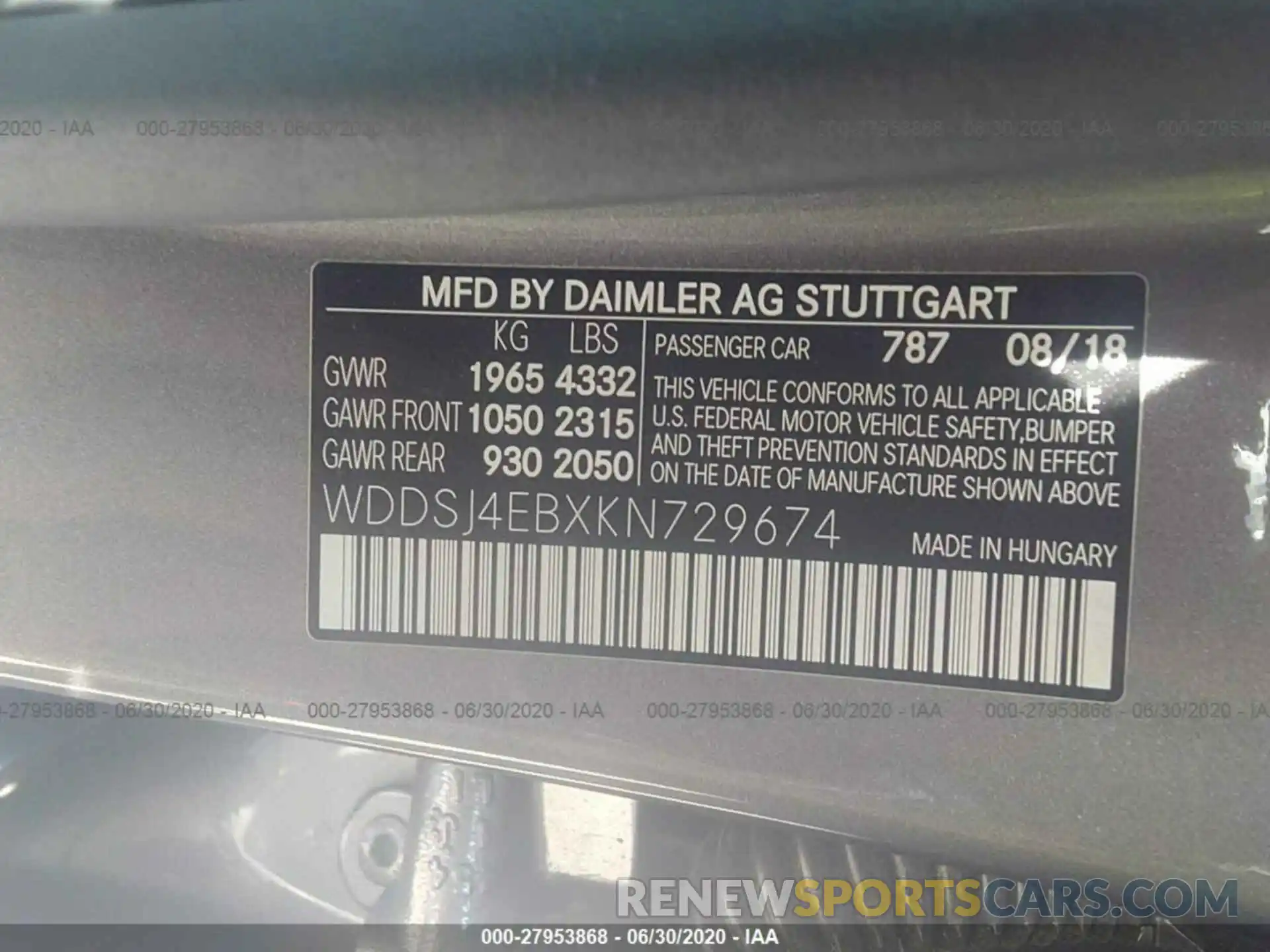 9 Photograph of a damaged car WDDSJ4EBXKN729674 MERCEDES-BENZ CLA 2019