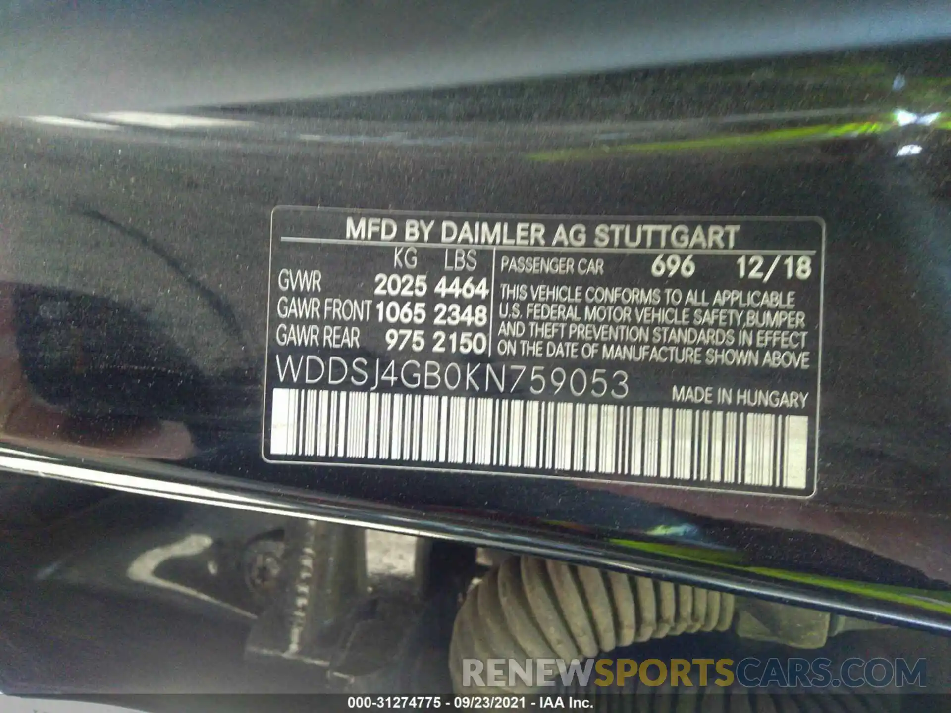 9 Photograph of a damaged car WDDSJ4GB0KN759053 MERCEDES-BENZ CLA 2019