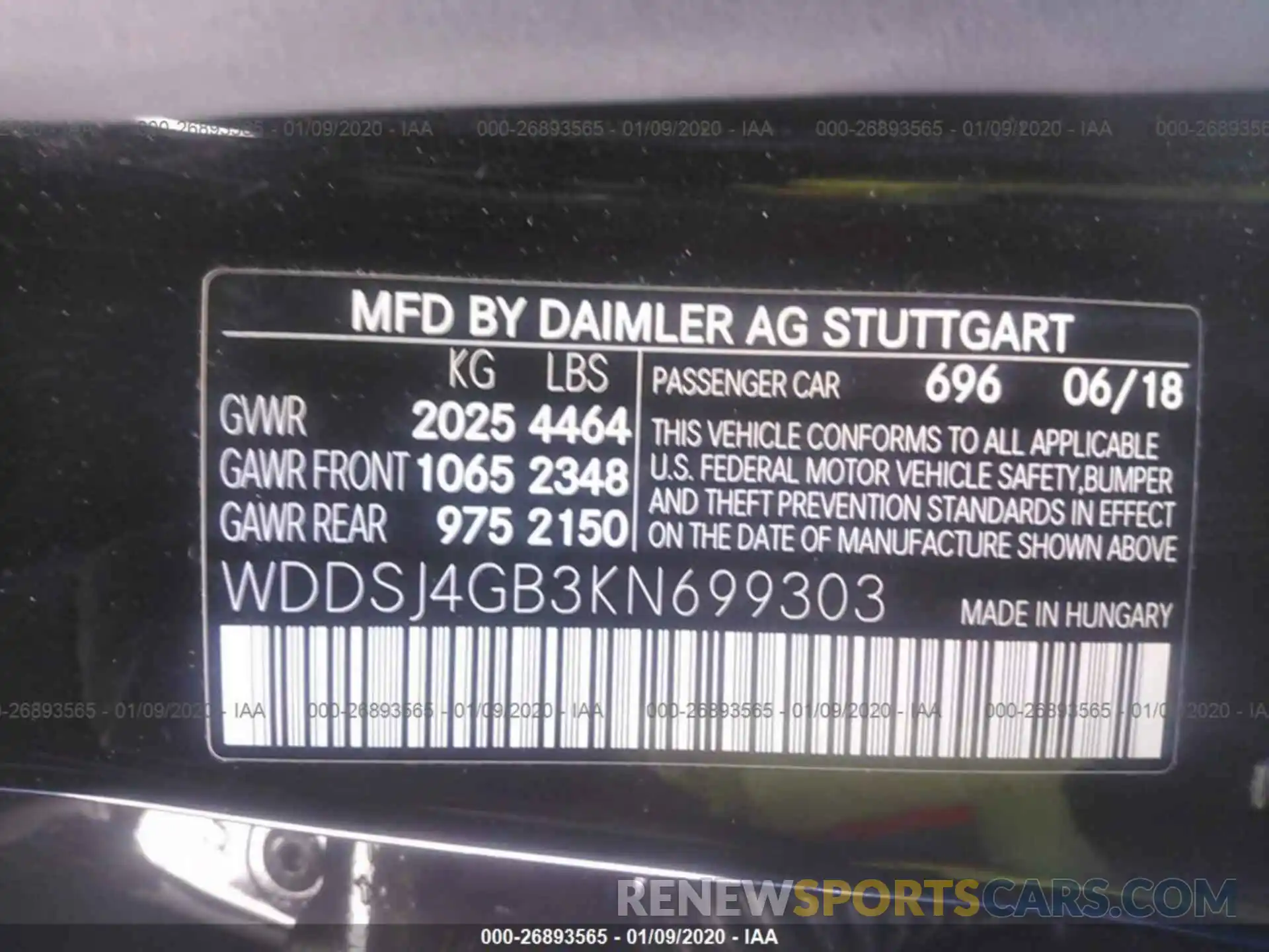 9 Photograph of a damaged car WDDSJ4GB3KN699303 MERCEDES-BENZ CLA 2019