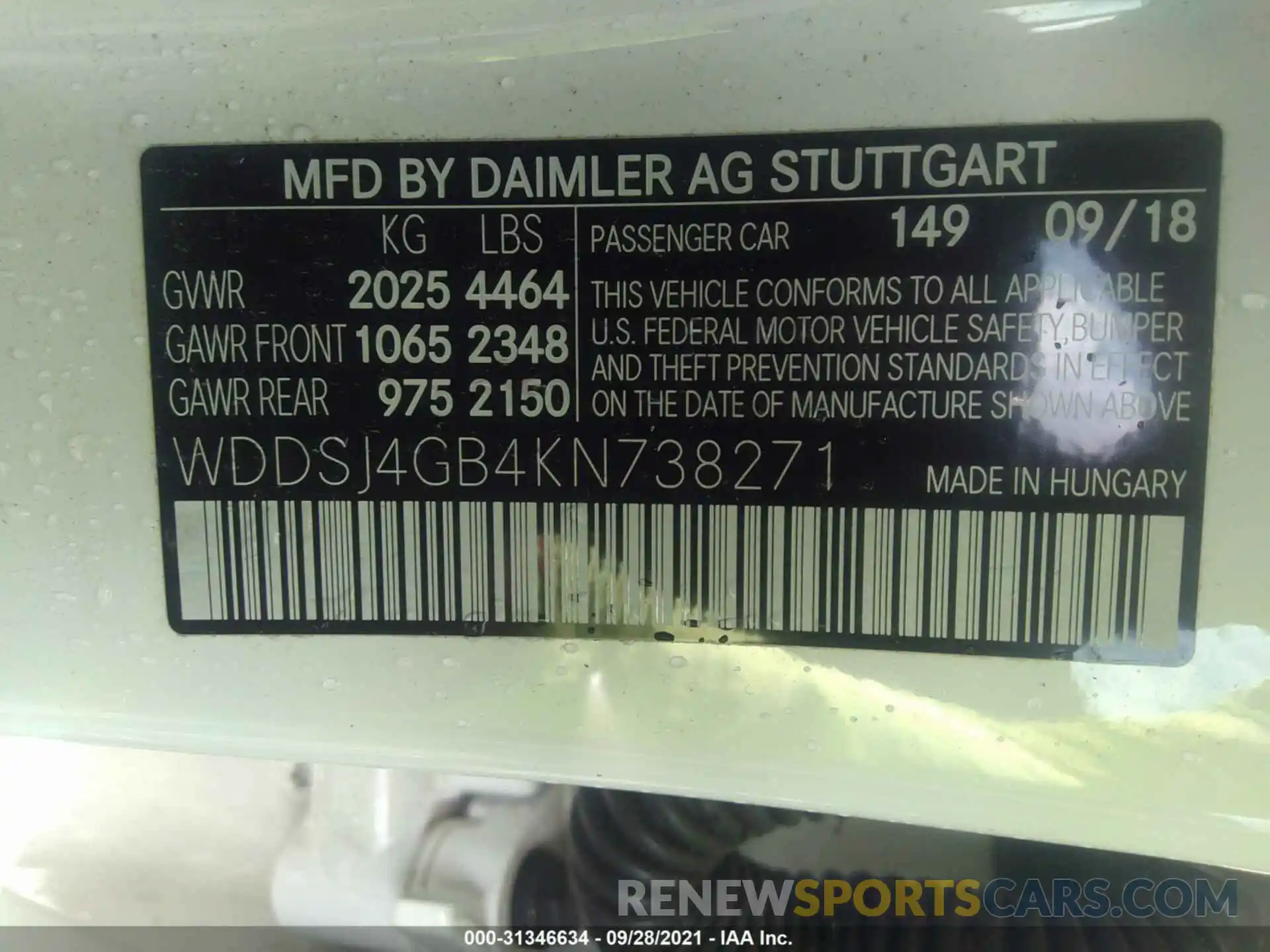 9 Photograph of a damaged car WDDSJ4GB4KN738271 MERCEDES-BENZ CLA 2019