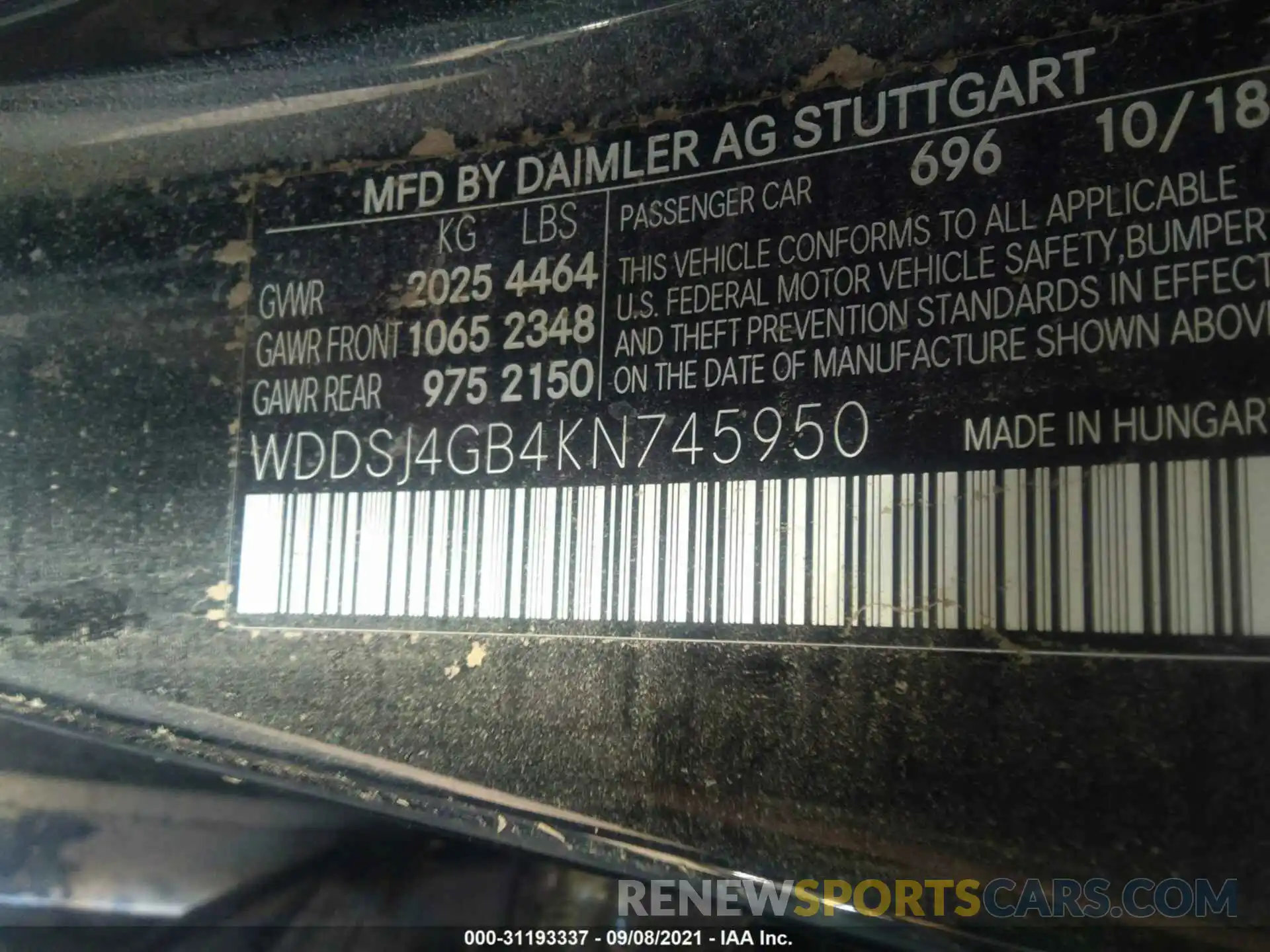 9 Photograph of a damaged car WDDSJ4GB4KN745950 MERCEDES-BENZ CLA 2019