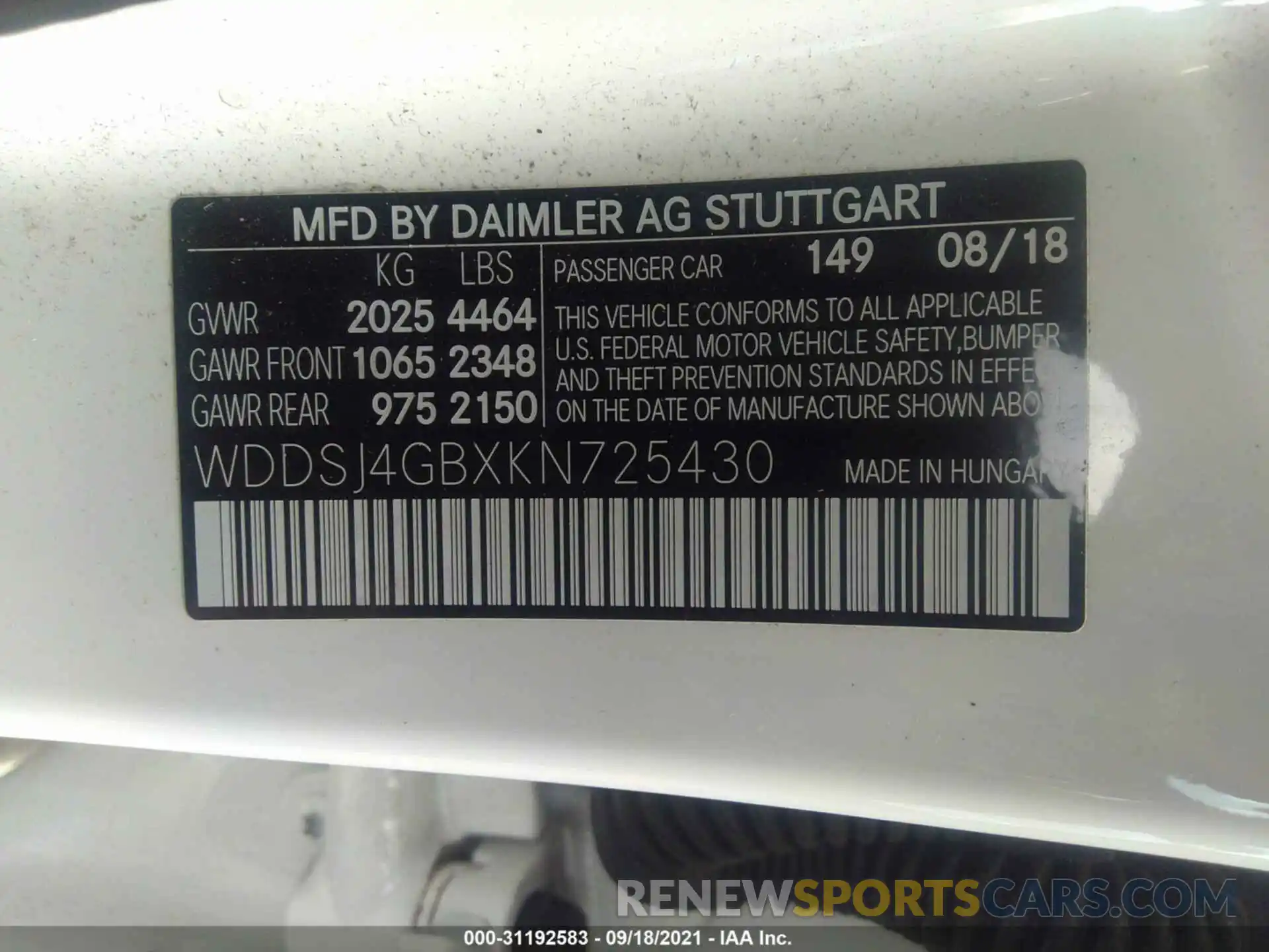 9 Photograph of a damaged car WDDSJ4GBXKN725430 MERCEDES-BENZ CLA 2019