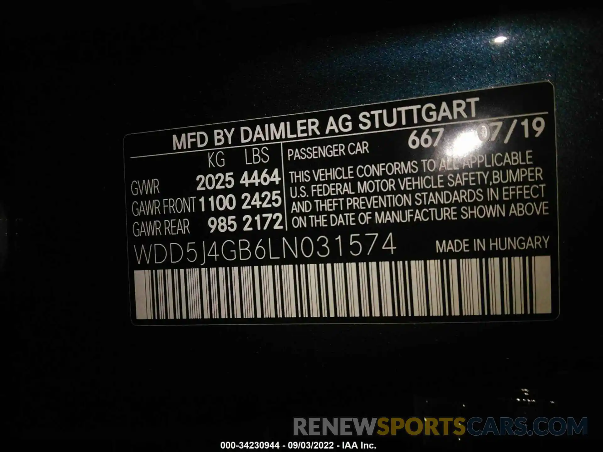 9 Photograph of a damaged car 00D5J4GB6LN031574 MERCEDES-BENZ CLA 2020