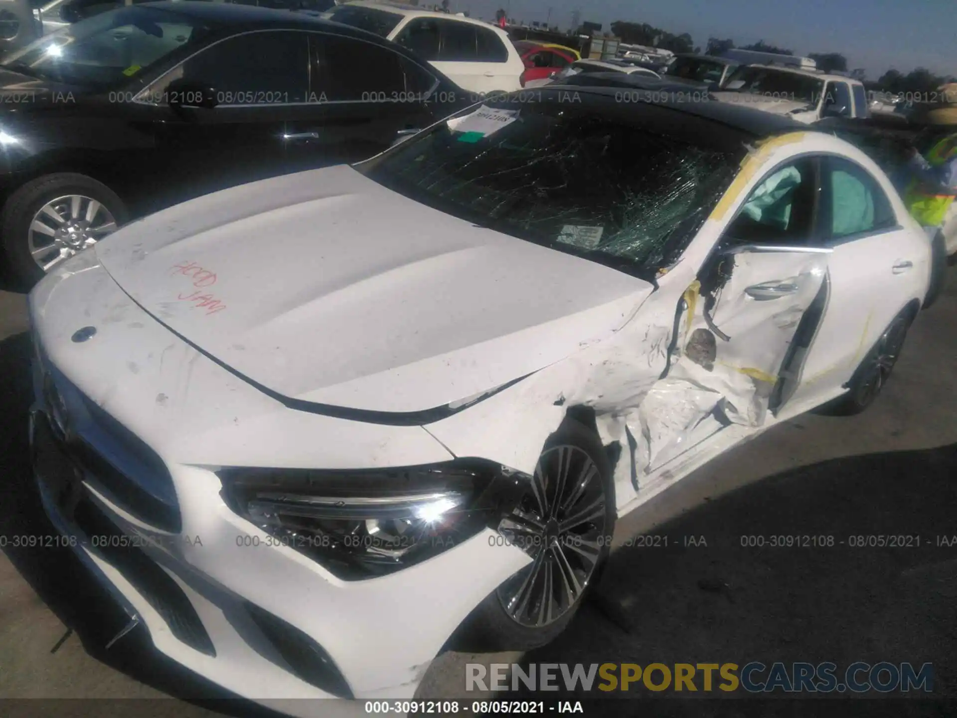 2 Photograph of a damaged car W1K5J4GB5MN191267 MERCEDES-BENZ CLA 2021