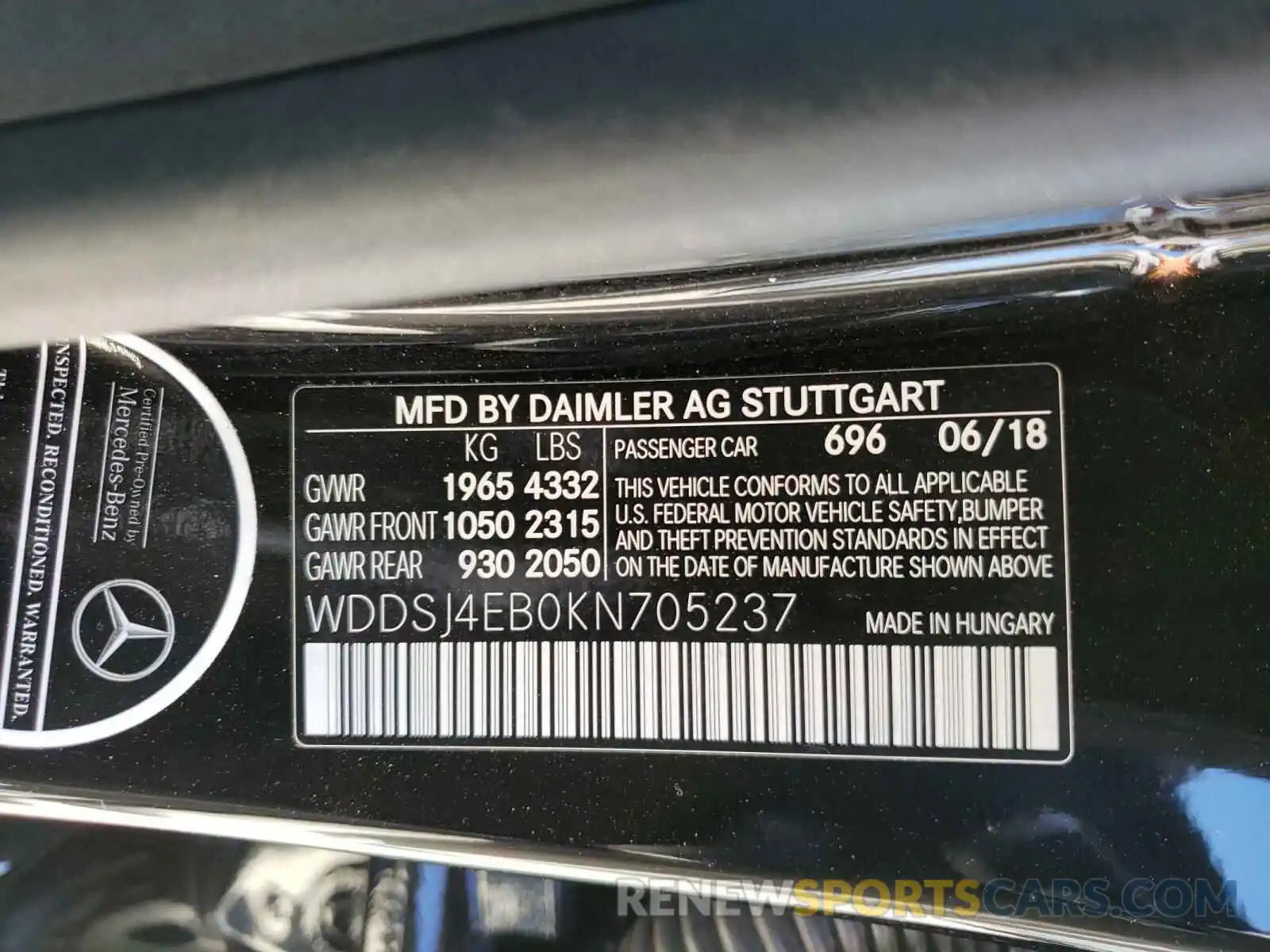 10 Фотография поврежденного автомобиля WDDSJ4EB0KN705237 MERCEDES-BENZ CLA-CLASS 2019