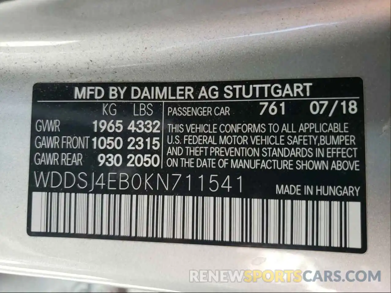 10 Photograph of a damaged car WDDSJ4EB0KN711541 MERCEDES-BENZ CLA-CLASS 2019