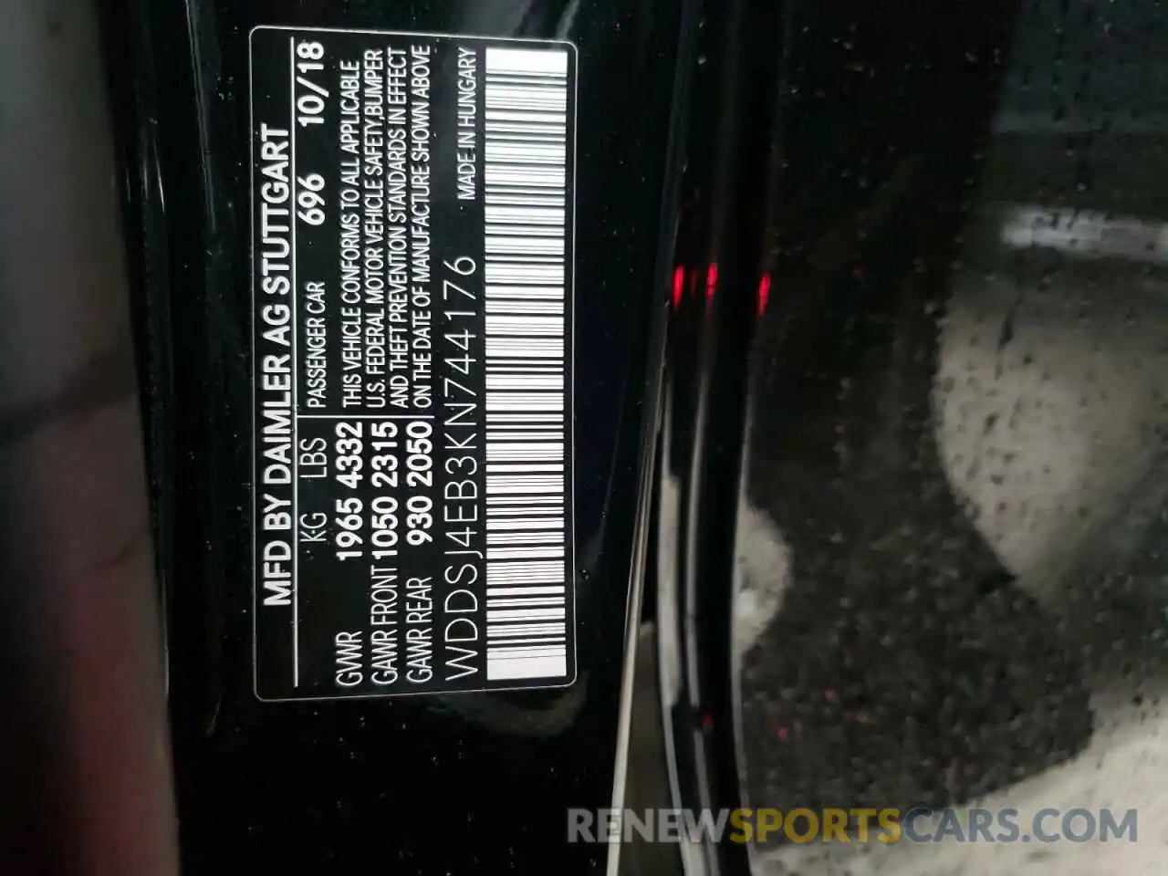 10 Photograph of a damaged car WDDSJ4EB3KN744176 MERCEDES-BENZ CLA-CLASS 2019