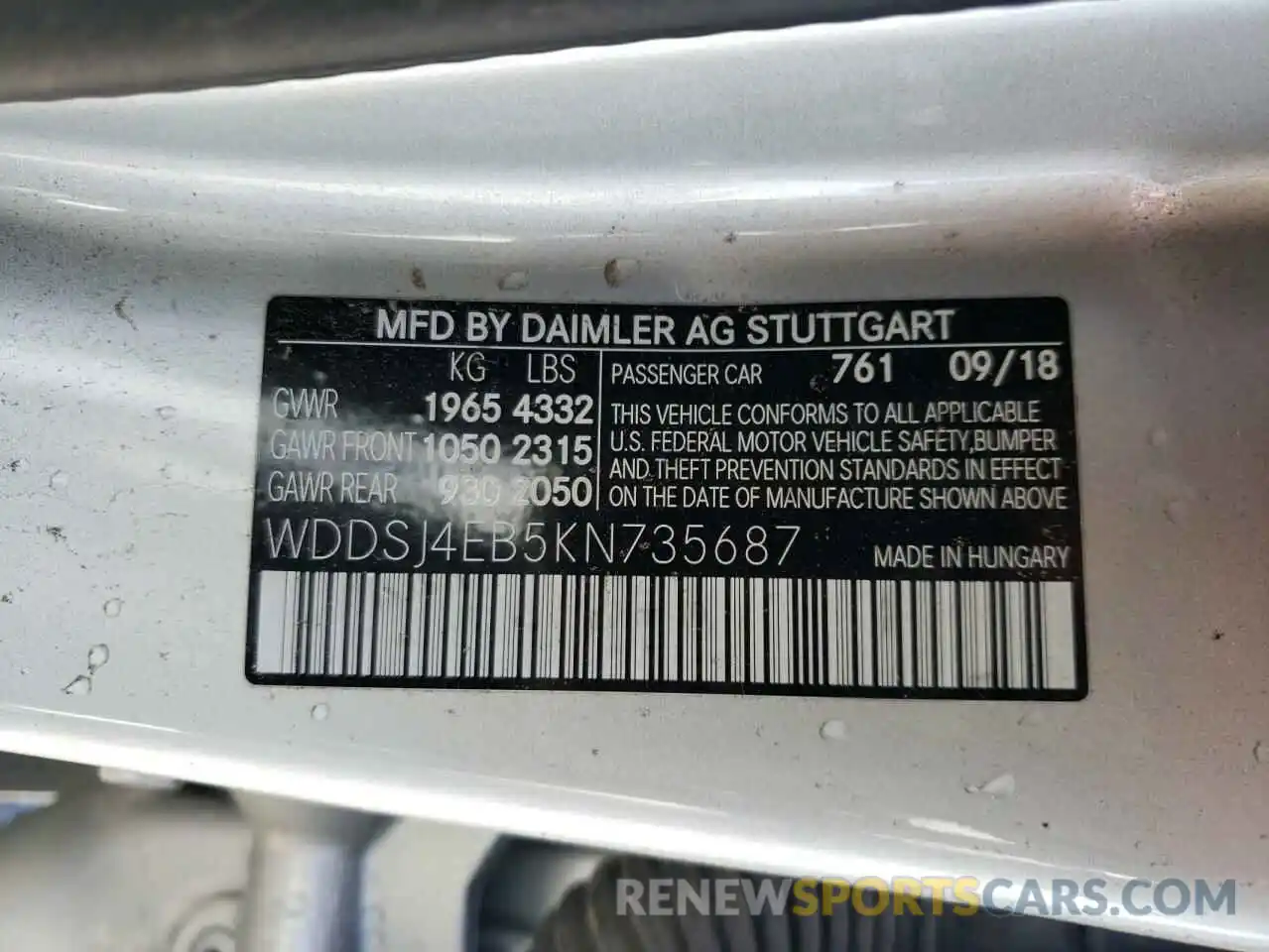 10 Photograph of a damaged car WDDSJ4EB5KN735687 MERCEDES-BENZ CLA-CLASS 2019