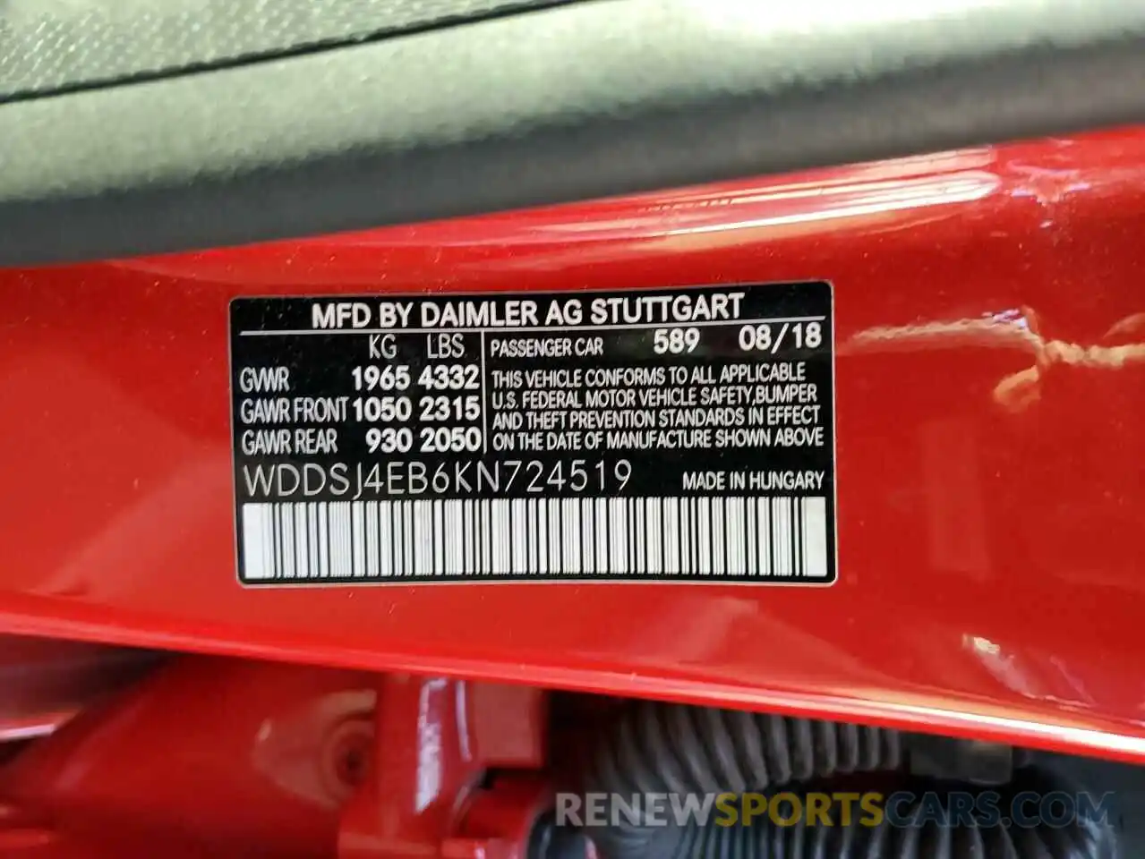 10 Photograph of a damaged car WDDSJ4EB6KN724519 MERCEDES-BENZ CLA-CLASS 2019