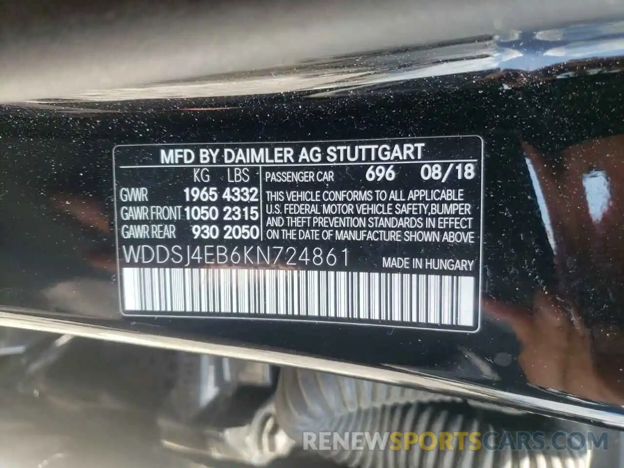 10 Photograph of a damaged car WDDSJ4EB6KN724861 MERCEDES-BENZ CLA-CLASS 2019