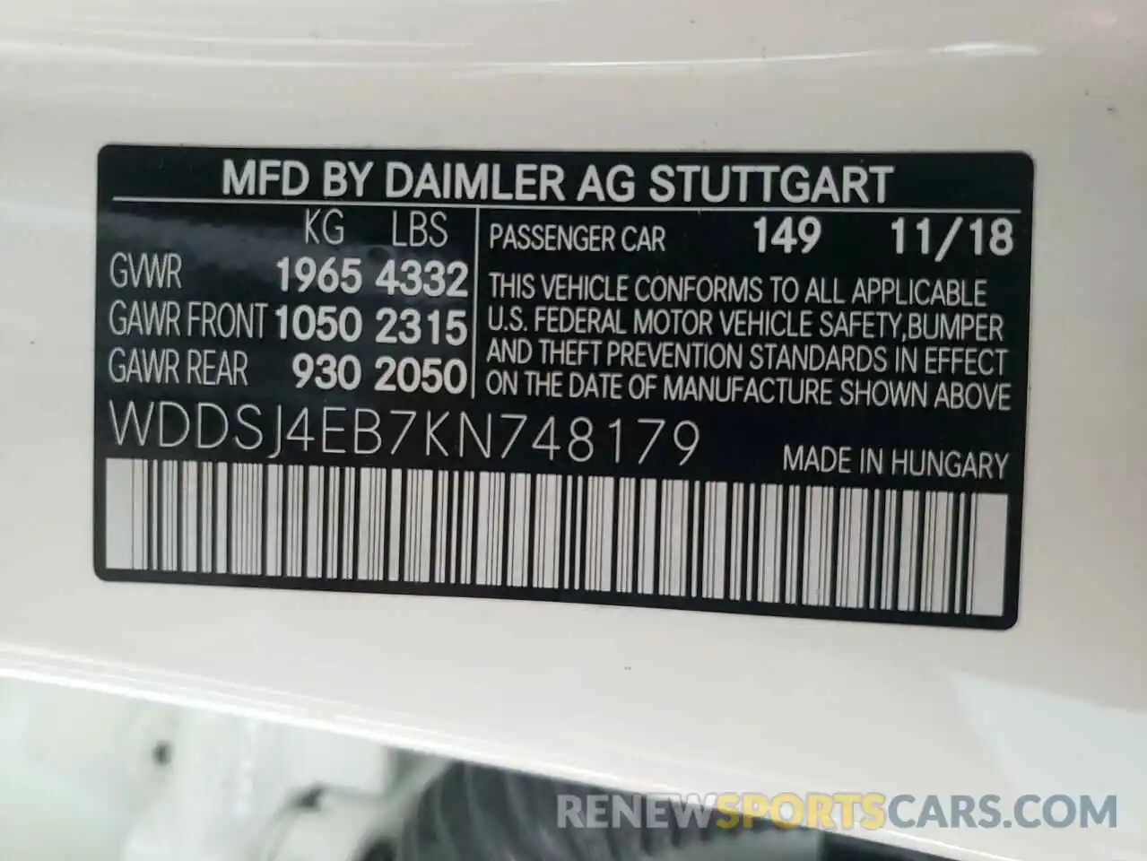 10 Photograph of a damaged car WDDSJ4EB7KN748179 MERCEDES-BENZ CLA-CLASS 2019