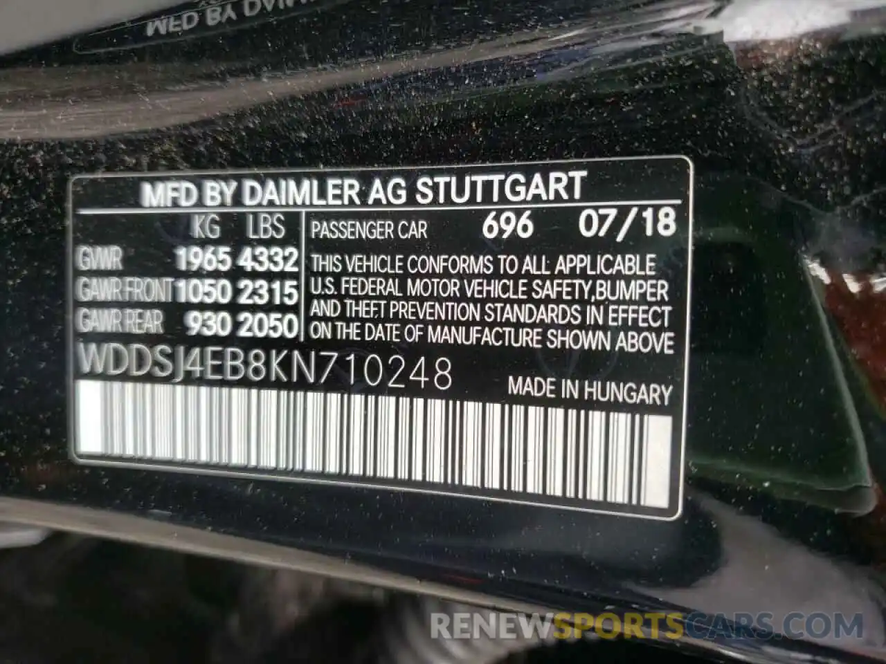 10 Photograph of a damaged car WDDSJ4EB8KN710248 MERCEDES-BENZ CLA-CLASS 2019