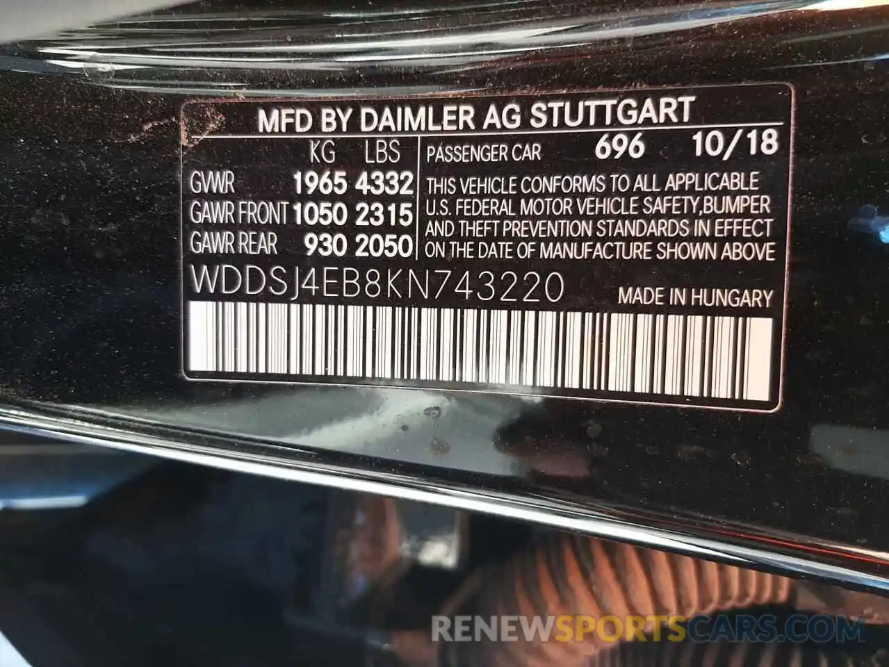 10 Photograph of a damaged car WDDSJ4EB8KN743220 MERCEDES-BENZ CLA-CLASS 2019