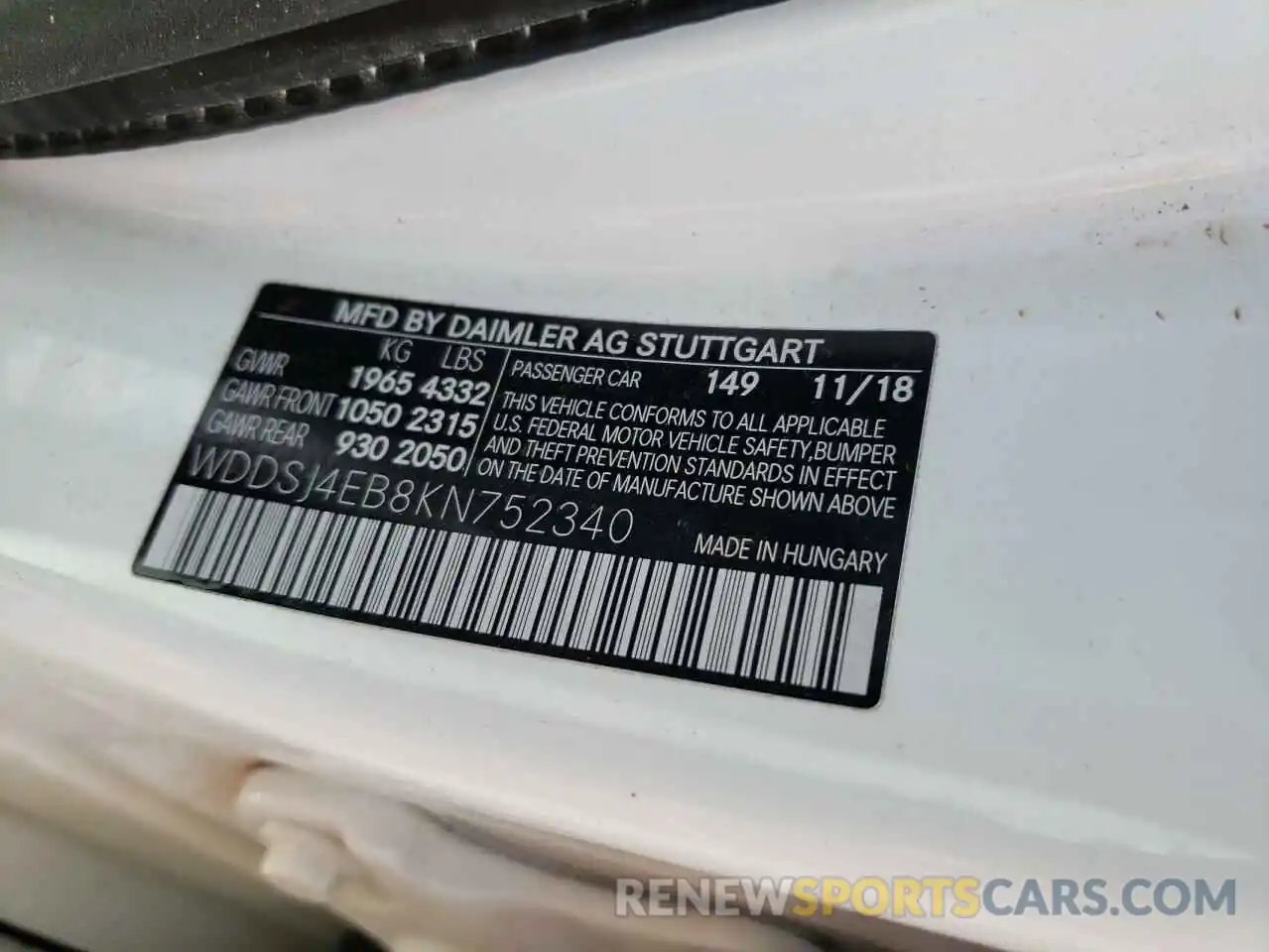 10 Photograph of a damaged car WDDSJ4EB8KN752340 MERCEDES-BENZ CLA-CLASS 2019