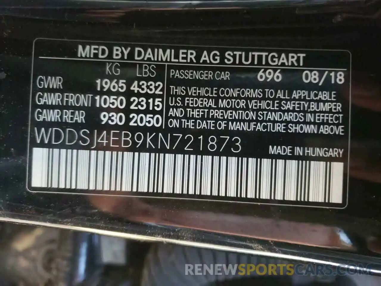 10 Photograph of a damaged car WDDSJ4EB9KN721873 MERCEDES-BENZ CLA-CLASS 2019