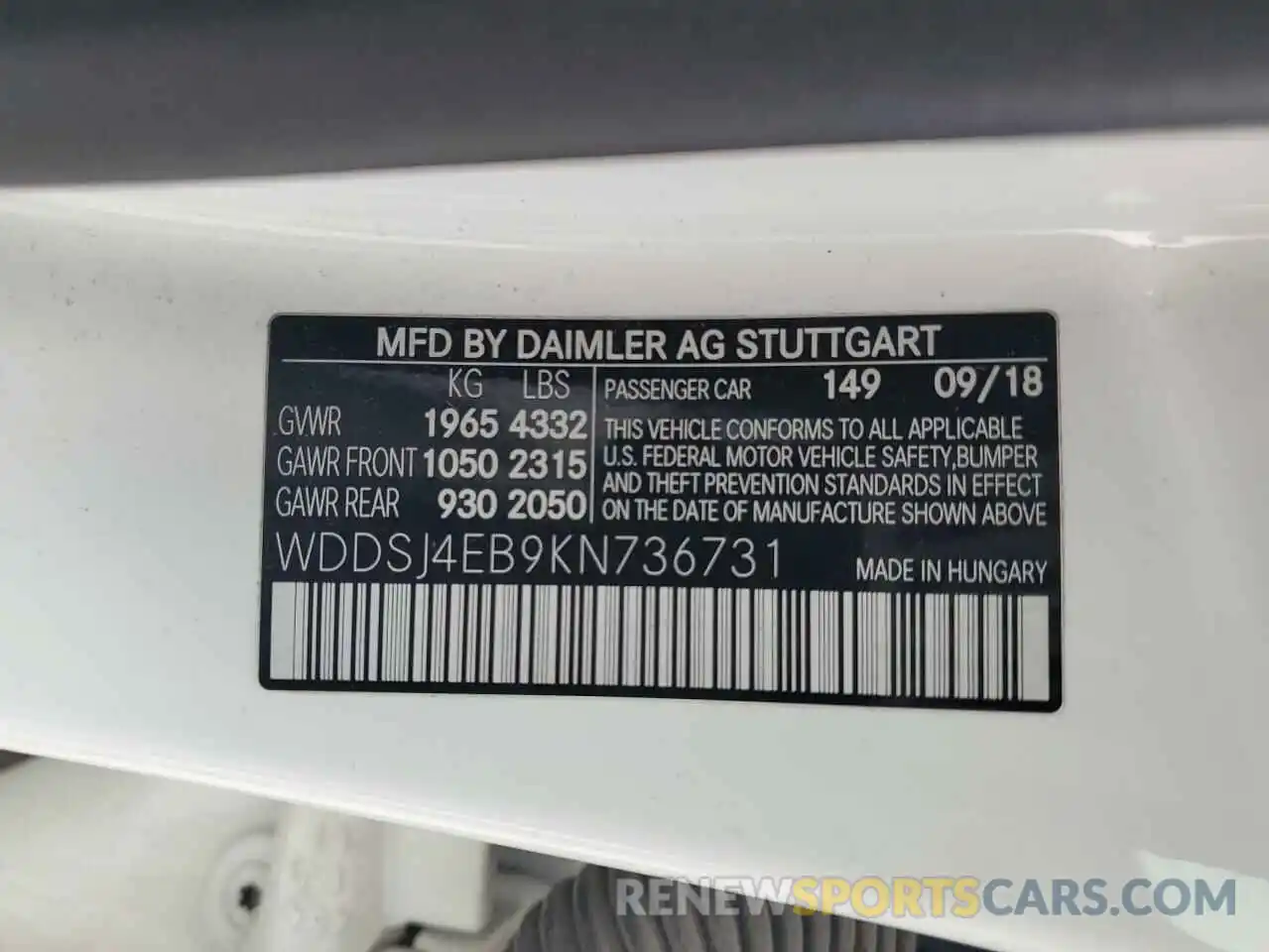 12 Photograph of a damaged car WDDSJ4EB9KN736731 MERCEDES-BENZ CLA-CLASS 2019