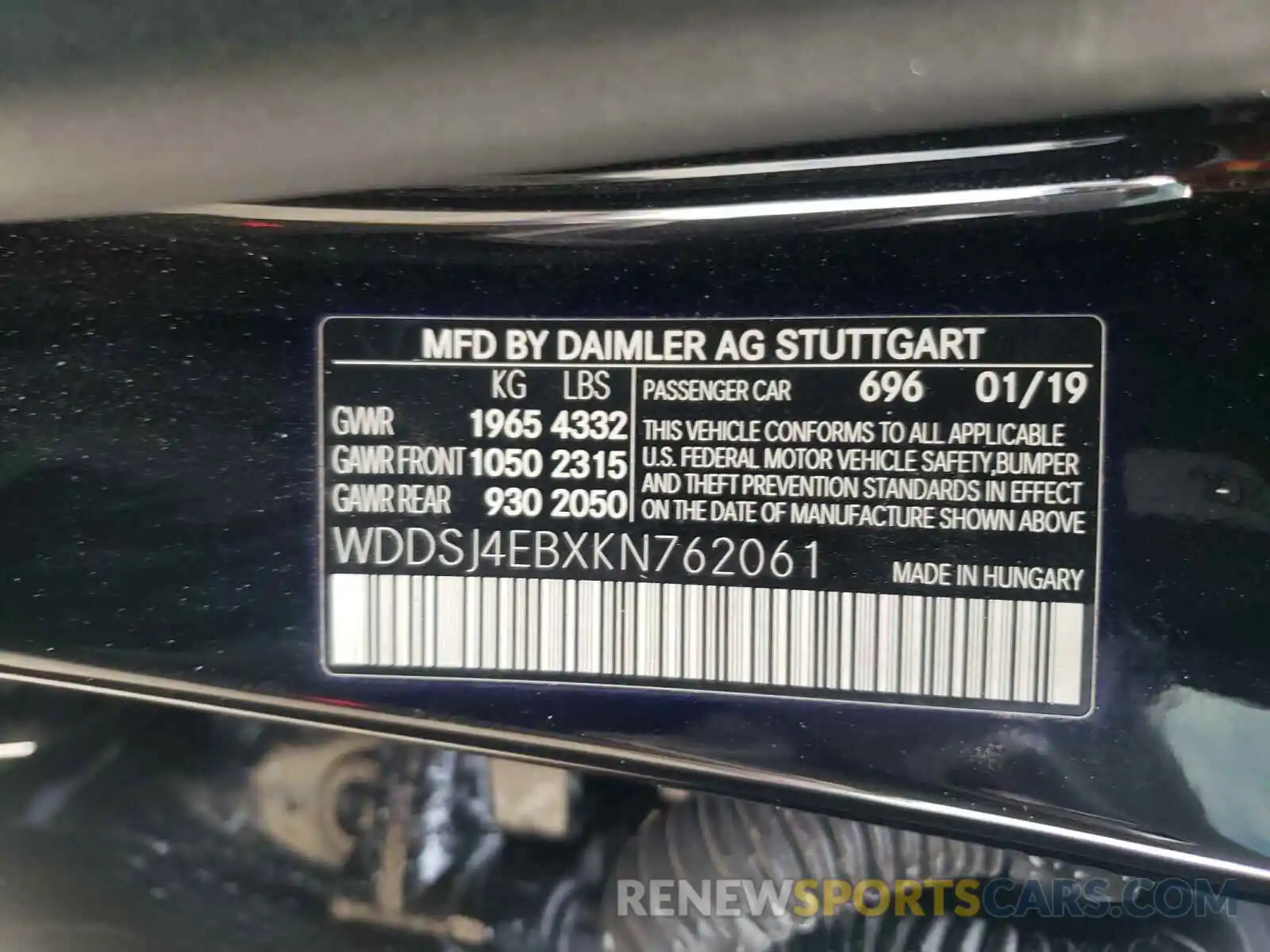 10 Photograph of a damaged car WDDSJ4EBXKN762061 MERCEDES-BENZ CLA-CLASS 2019