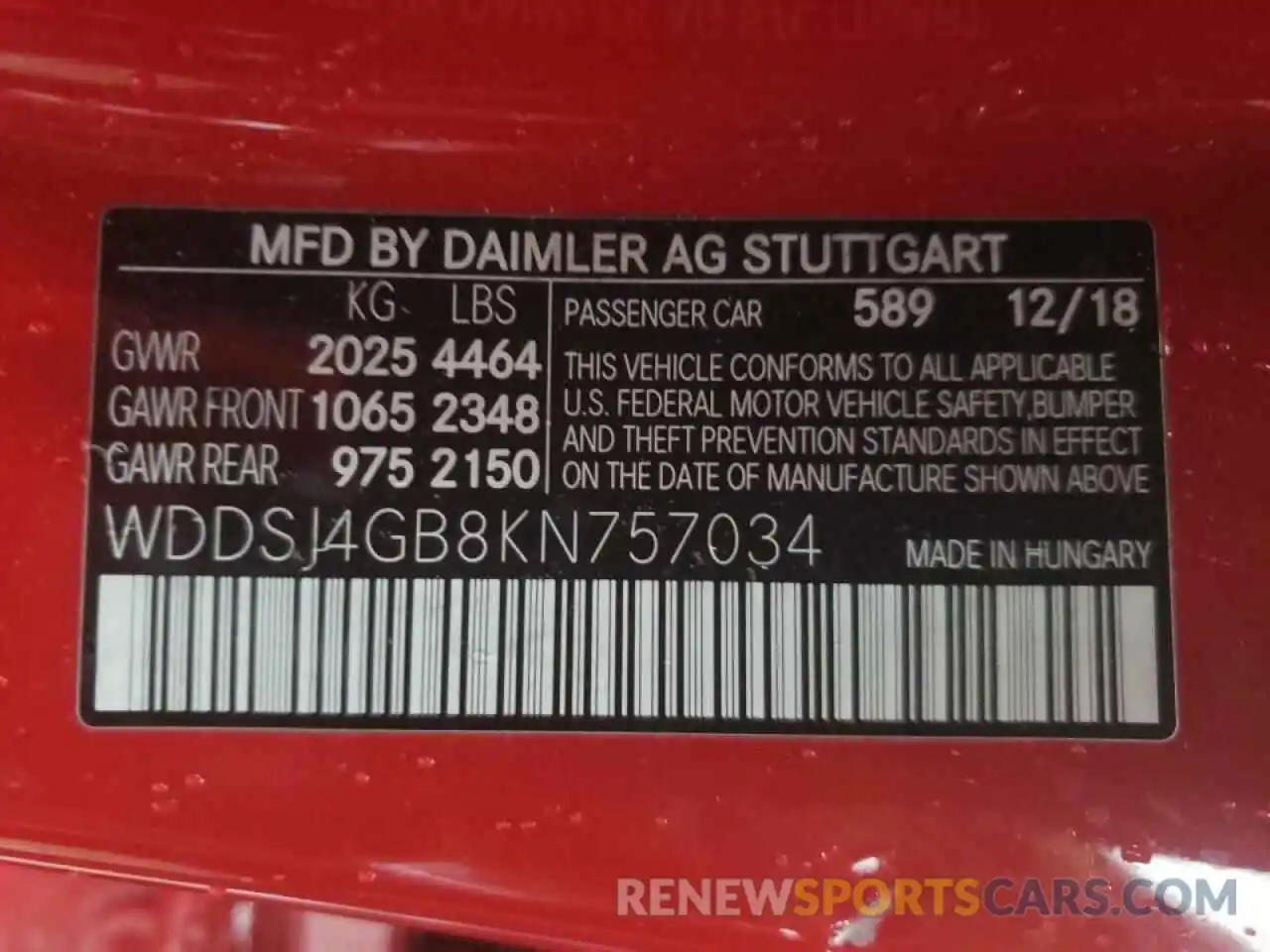 10 Photograph of a damaged car WDDSJ4GB8KN757034 MERCEDES-BENZ CLA-CLASS 2019