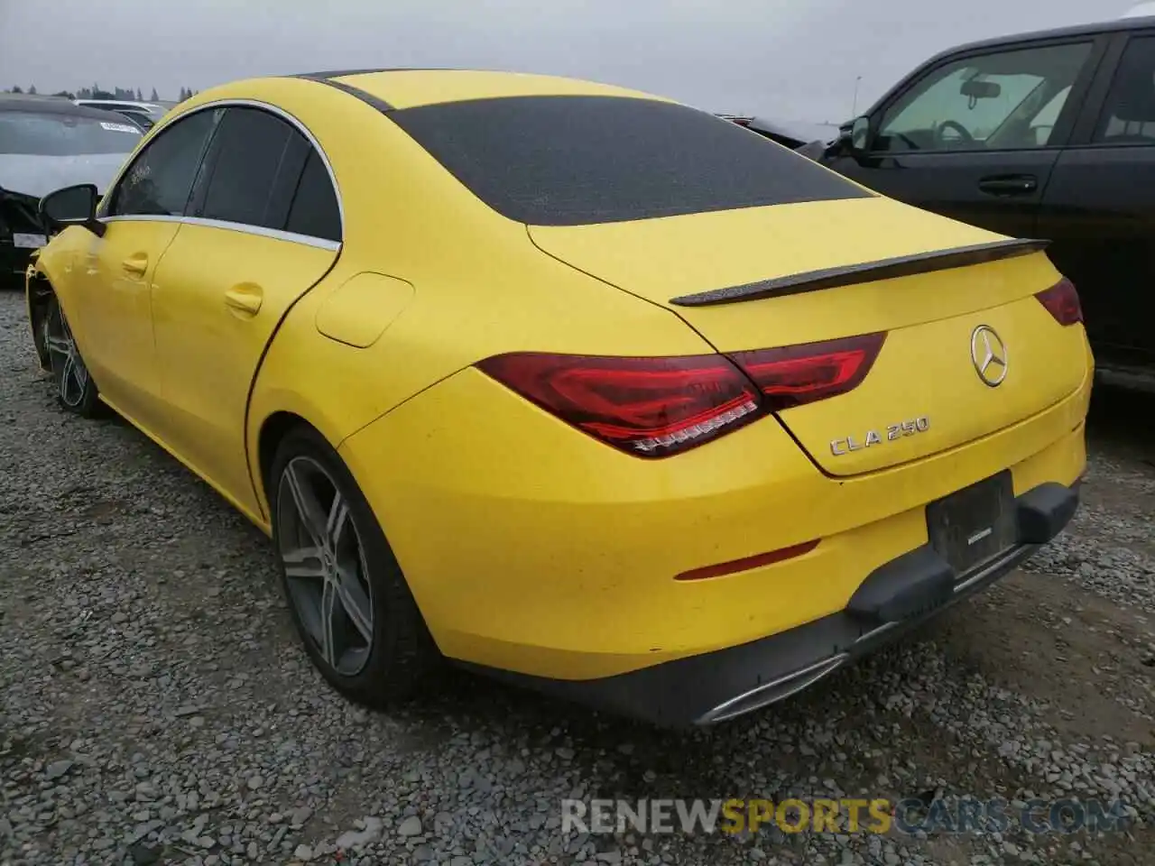 3 Photograph of a damaged car W1K5J4GB7LN089645 MERCEDES-BENZ CLA-CLASS 2020