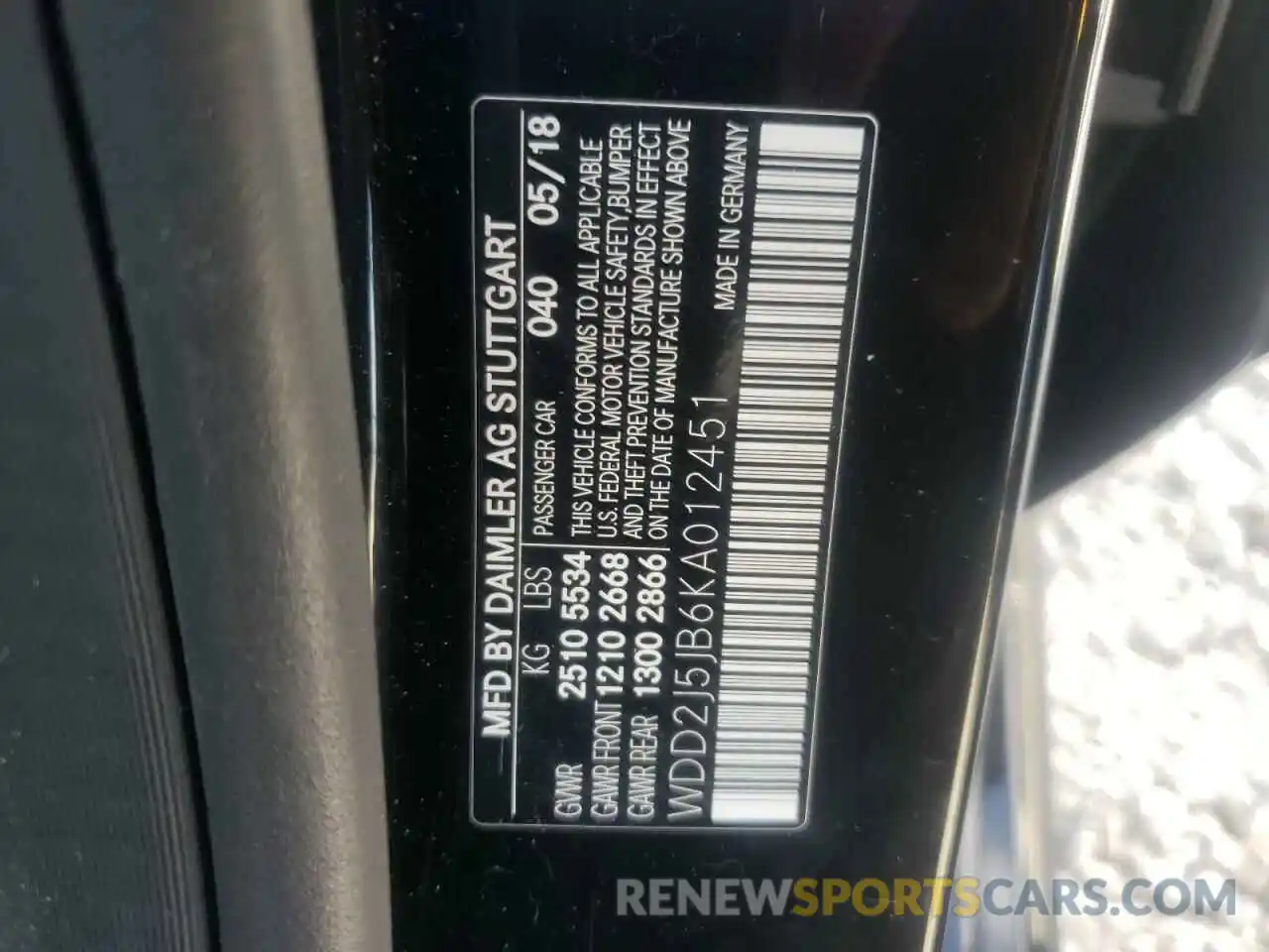 10 Photograph of a damaged car WDD2J5JB6KA012451 MERCEDES-BENZ CLC-CLASS 2019