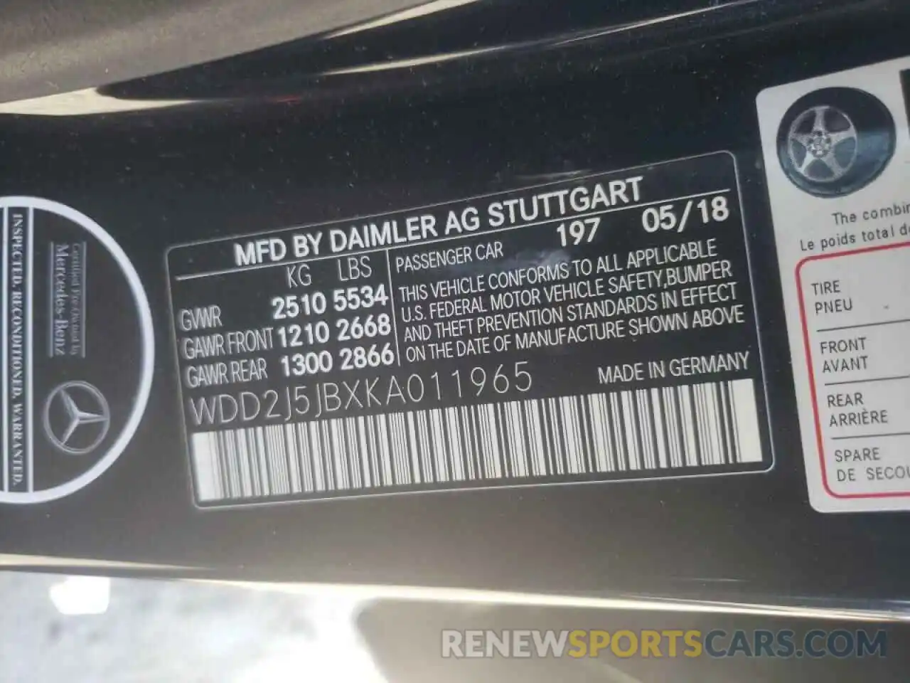 10 Photograph of a damaged car WDD2J5JBXKA011965 MERCEDES-BENZ CLC-CLASS 2019