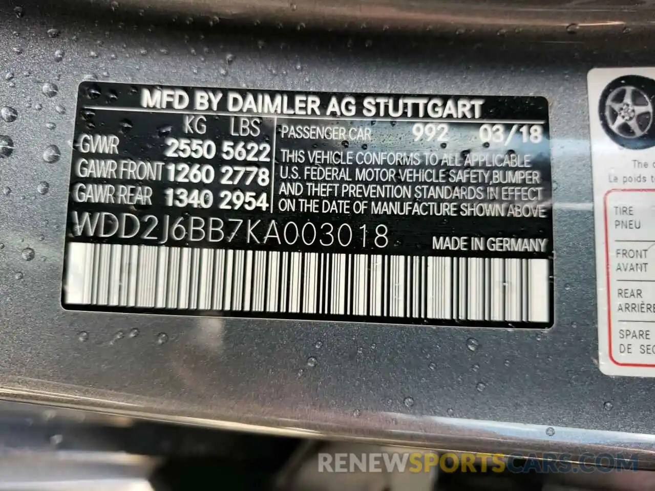 10 Photograph of a damaged car WDD2J6BB7KA003018 MERCEDES-BENZ CLC-CLASS 2019