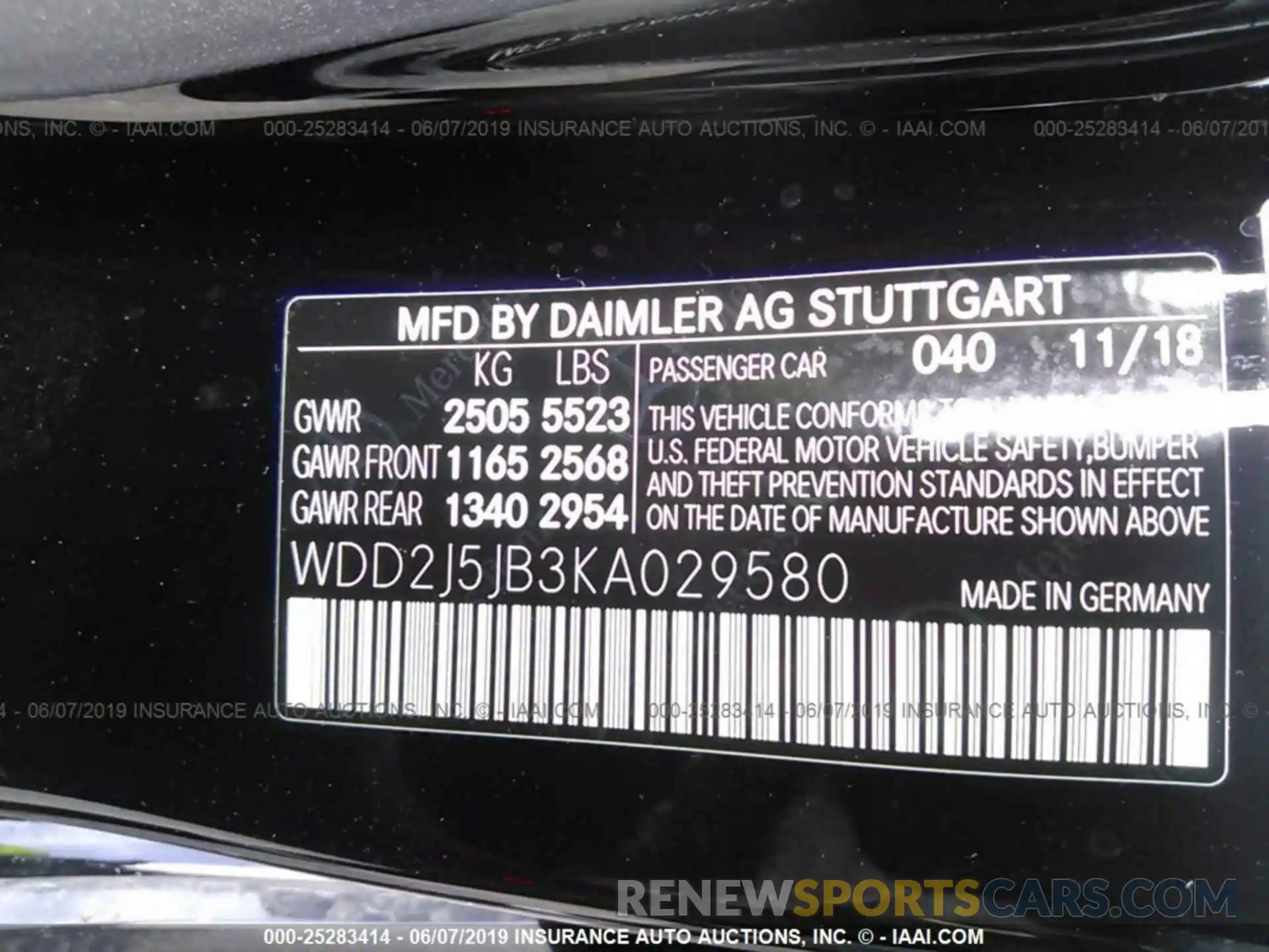 9 Фотография поврежденного автомобиля WDD2J5JB3KA029580 MERCEDES-BENZ CLS 2019