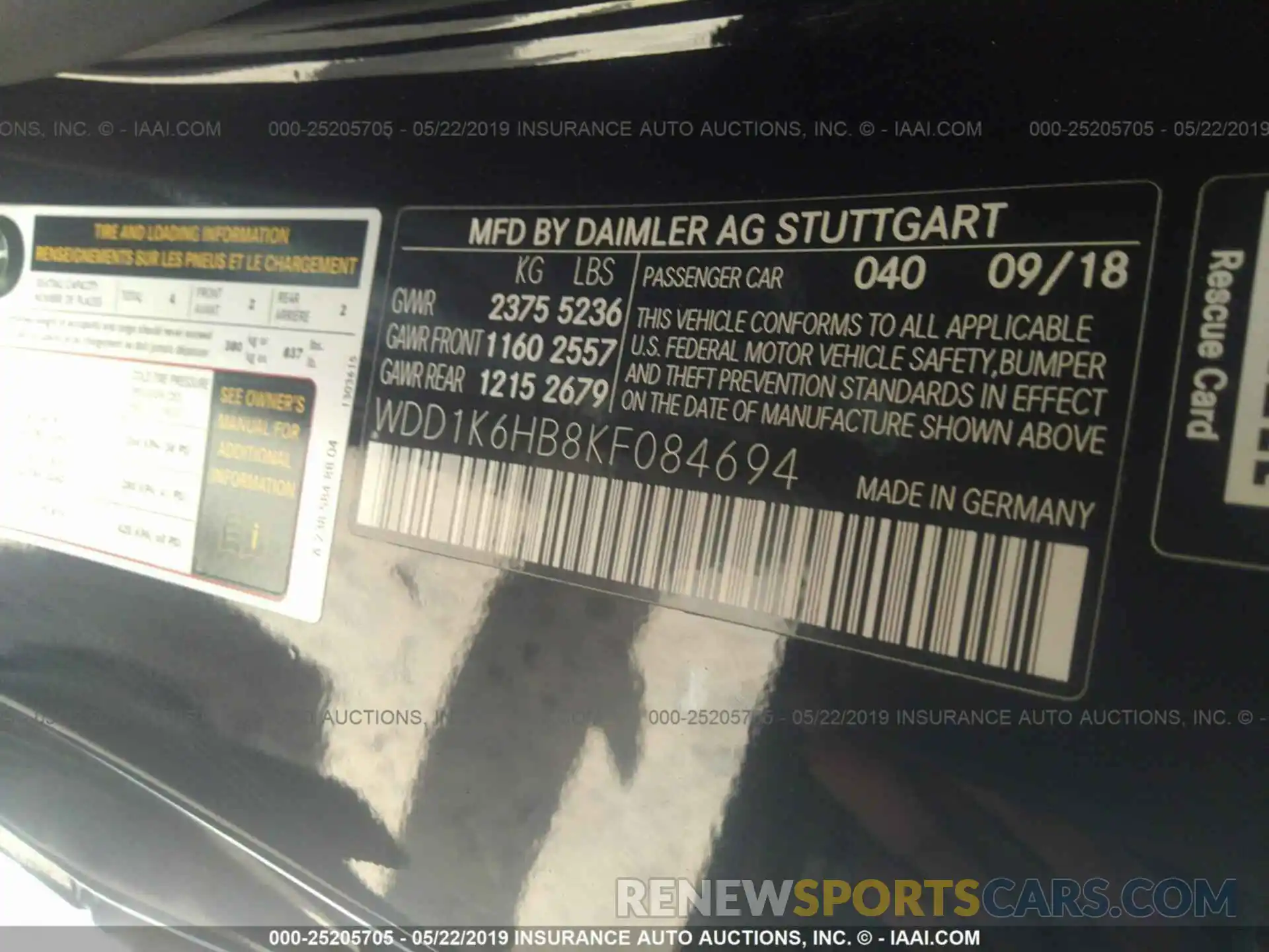 9 Photograph of a damaged car WDD1K6HB8KF084694 MERCEDES-BENZ E 2019