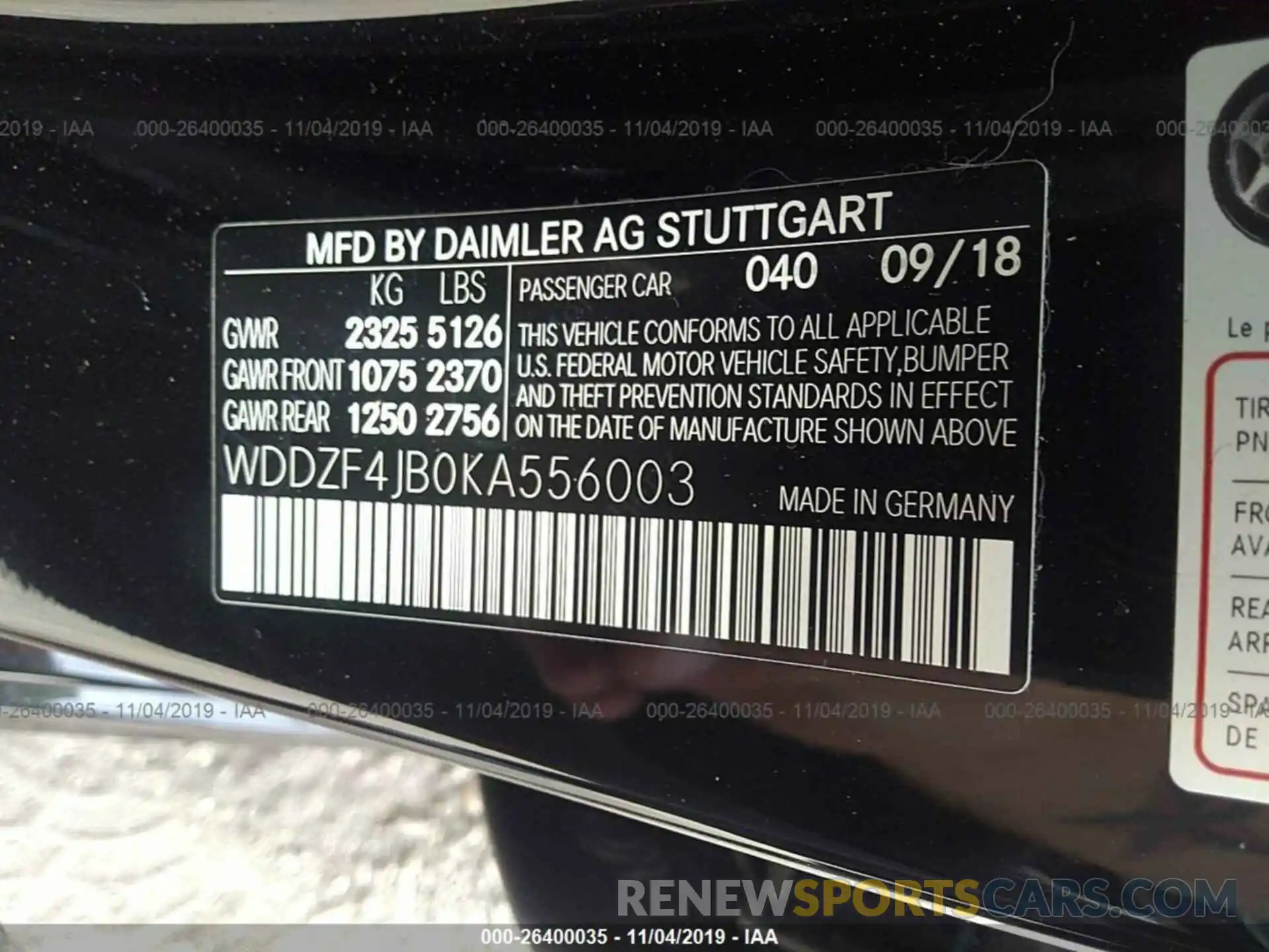 9 Photograph of a damaged car WDDZF4JB0KA556003 MERCEDES-BENZ E 2019