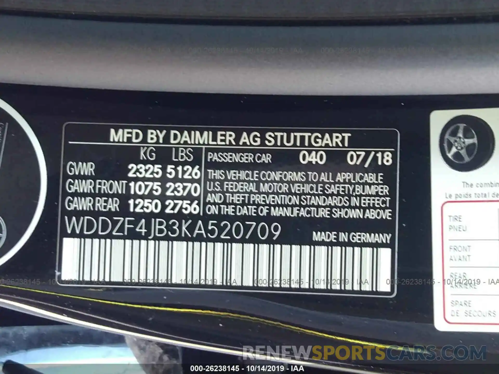 9 Фотография поврежденного автомобиля WDDZF4JB3KA520709 MERCEDES-BENZ E 2019