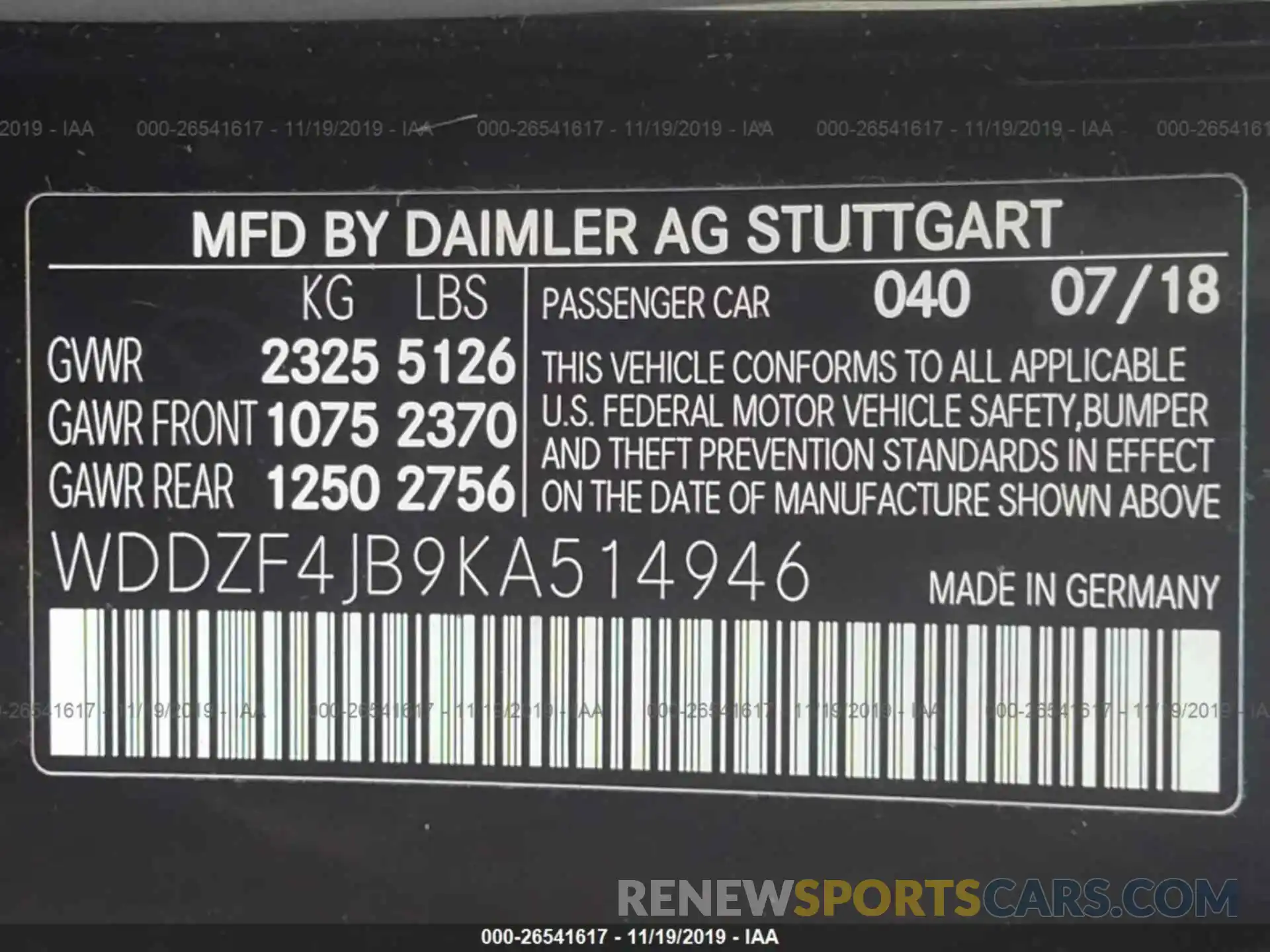 9 Photograph of a damaged car WDDZF4JB9KA514946 MERCEDES-BENZ E 2019