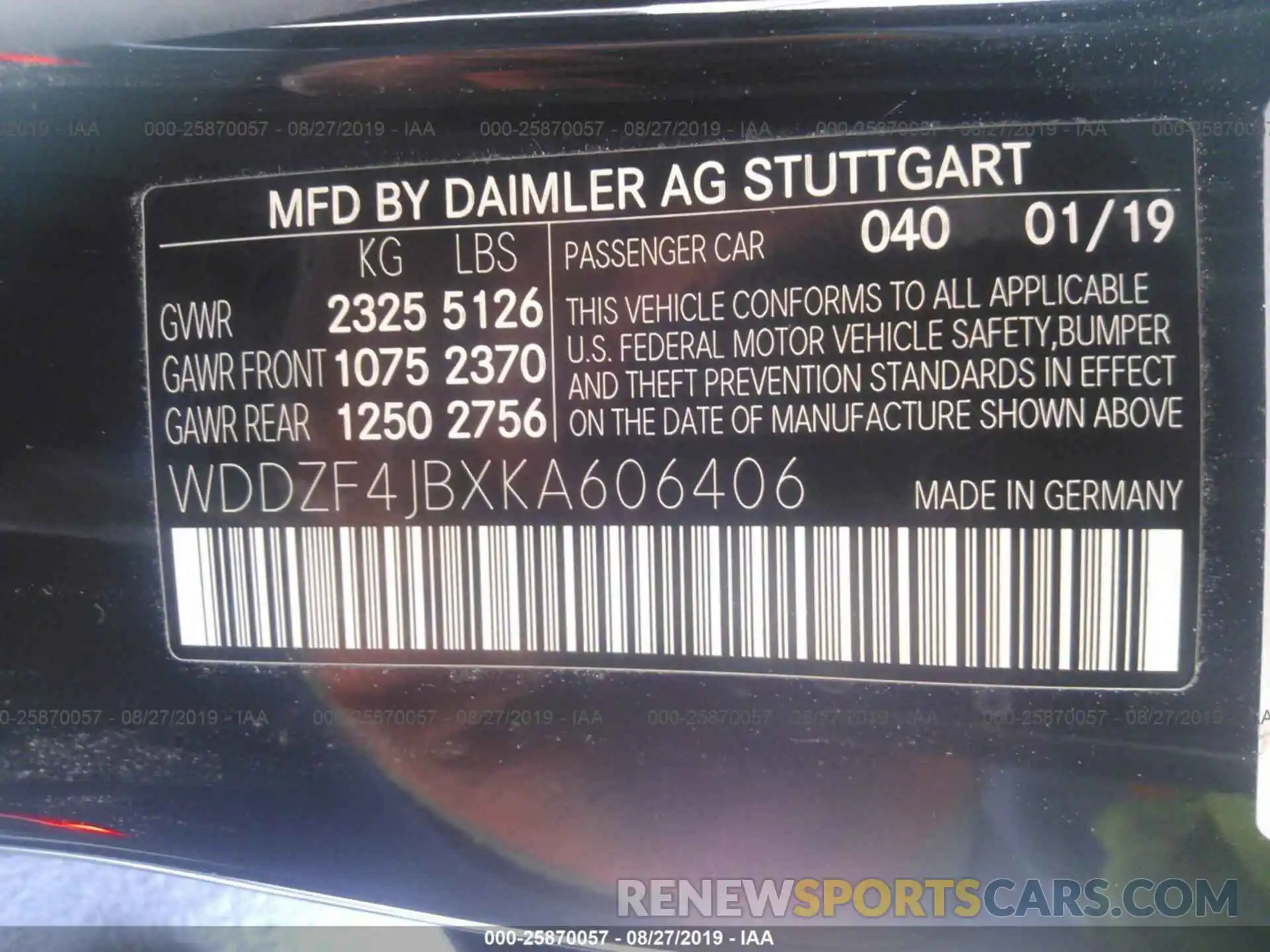 9 Photograph of a damaged car WDDZF4JBXKA606406 MERCEDES-BENZ E 2019