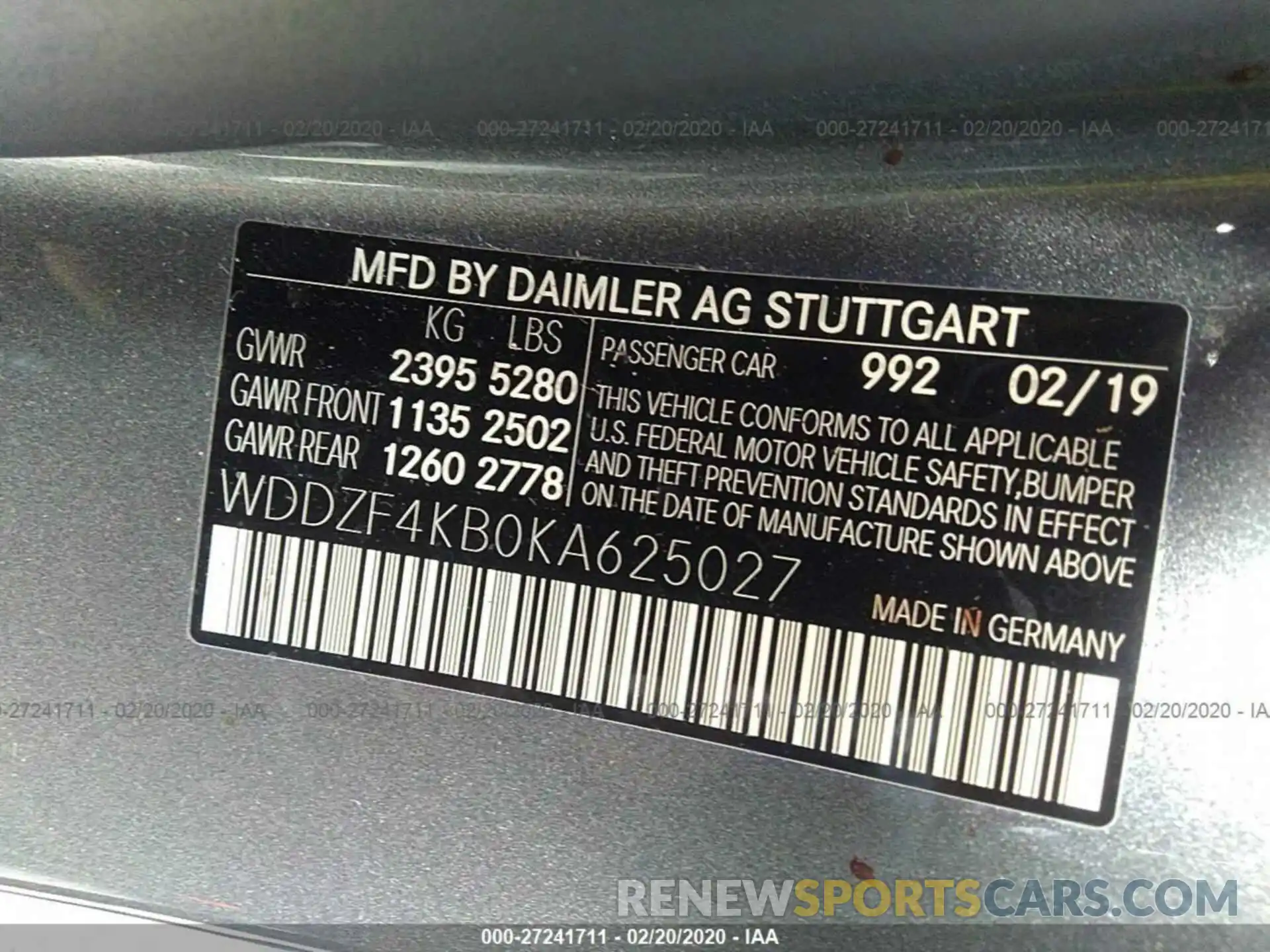 9 Photograph of a damaged car WDDZF4KB0KA625027 MERCEDES-BENZ E 2019