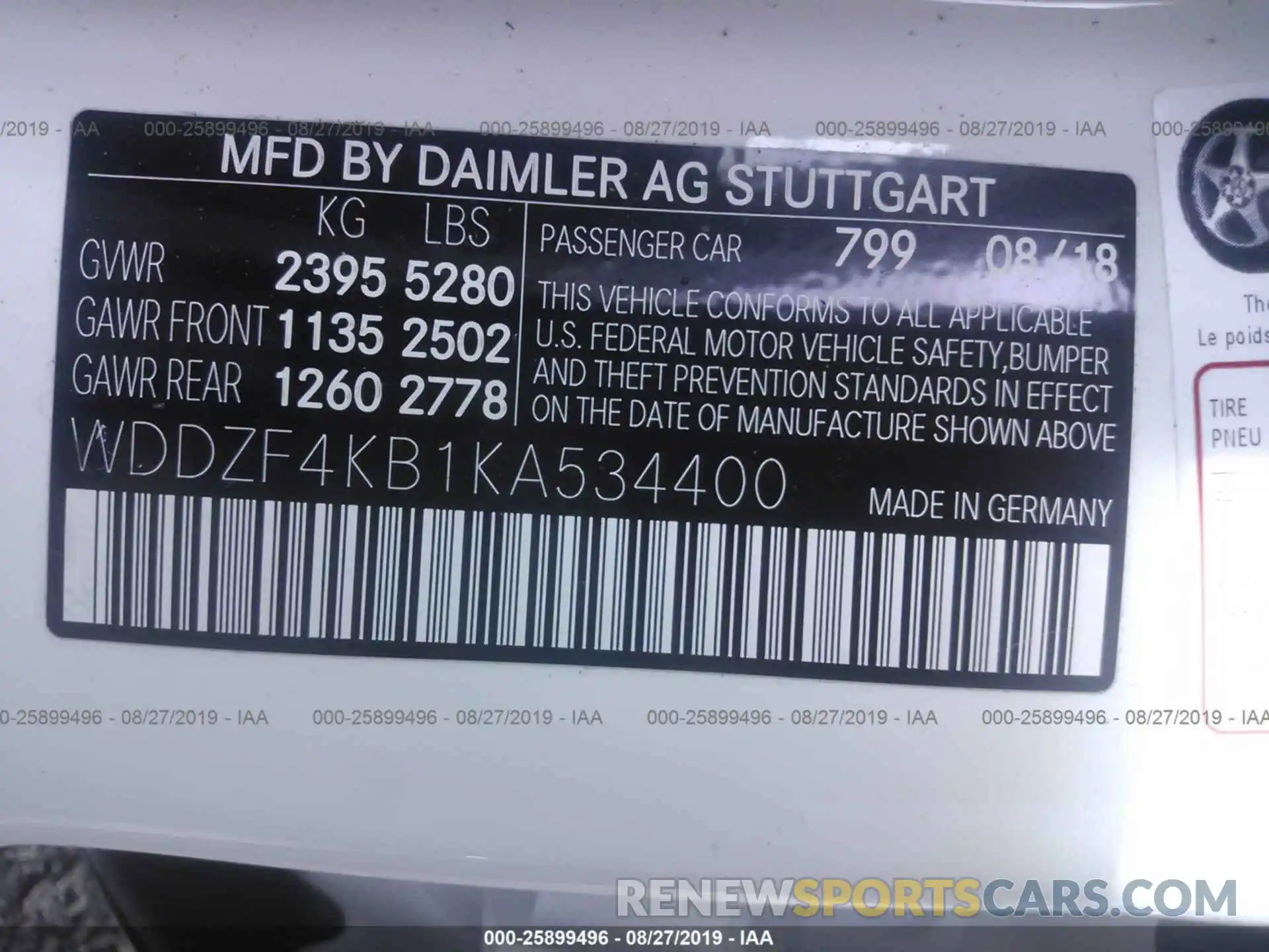 9 Photograph of a damaged car WDDZF4KB1KA534400 MERCEDES-BENZ E 2019