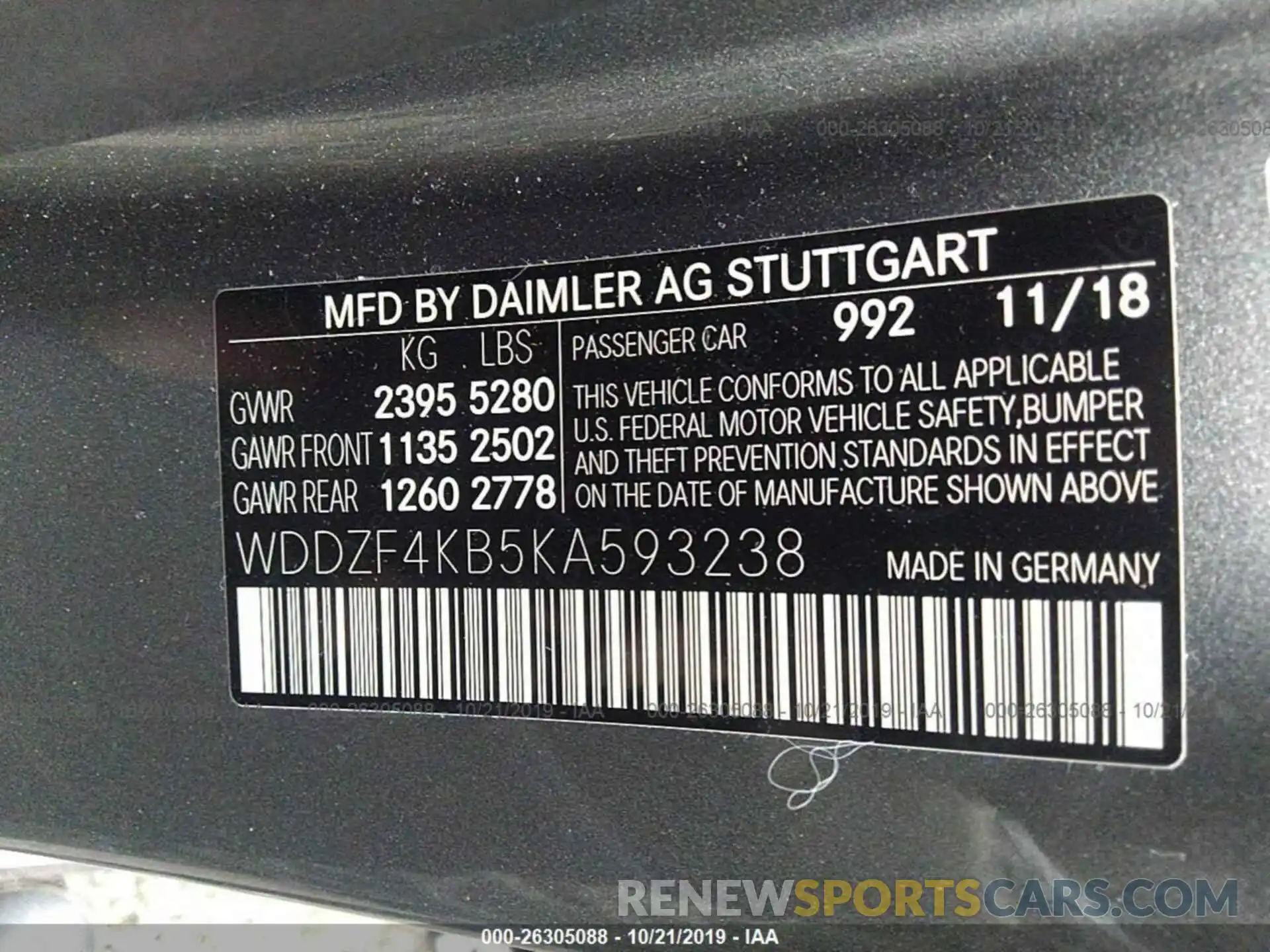 9 Фотография поврежденного автомобиля WDDZF4KB5KA593238 MERCEDES-BENZ E 2019