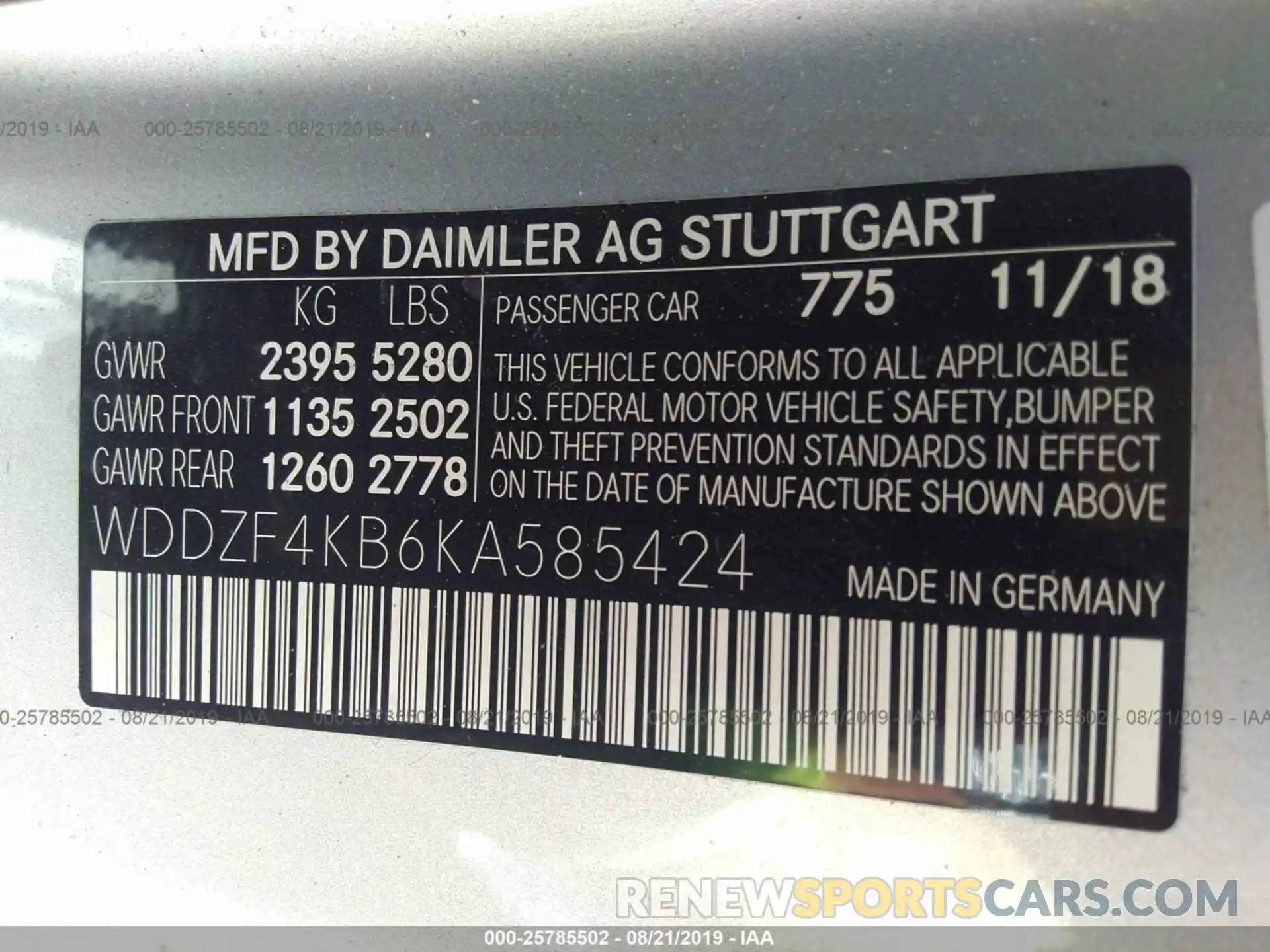 9 Photograph of a damaged car WDDZF4KB6KA585424 MERCEDES-BENZ E 2019