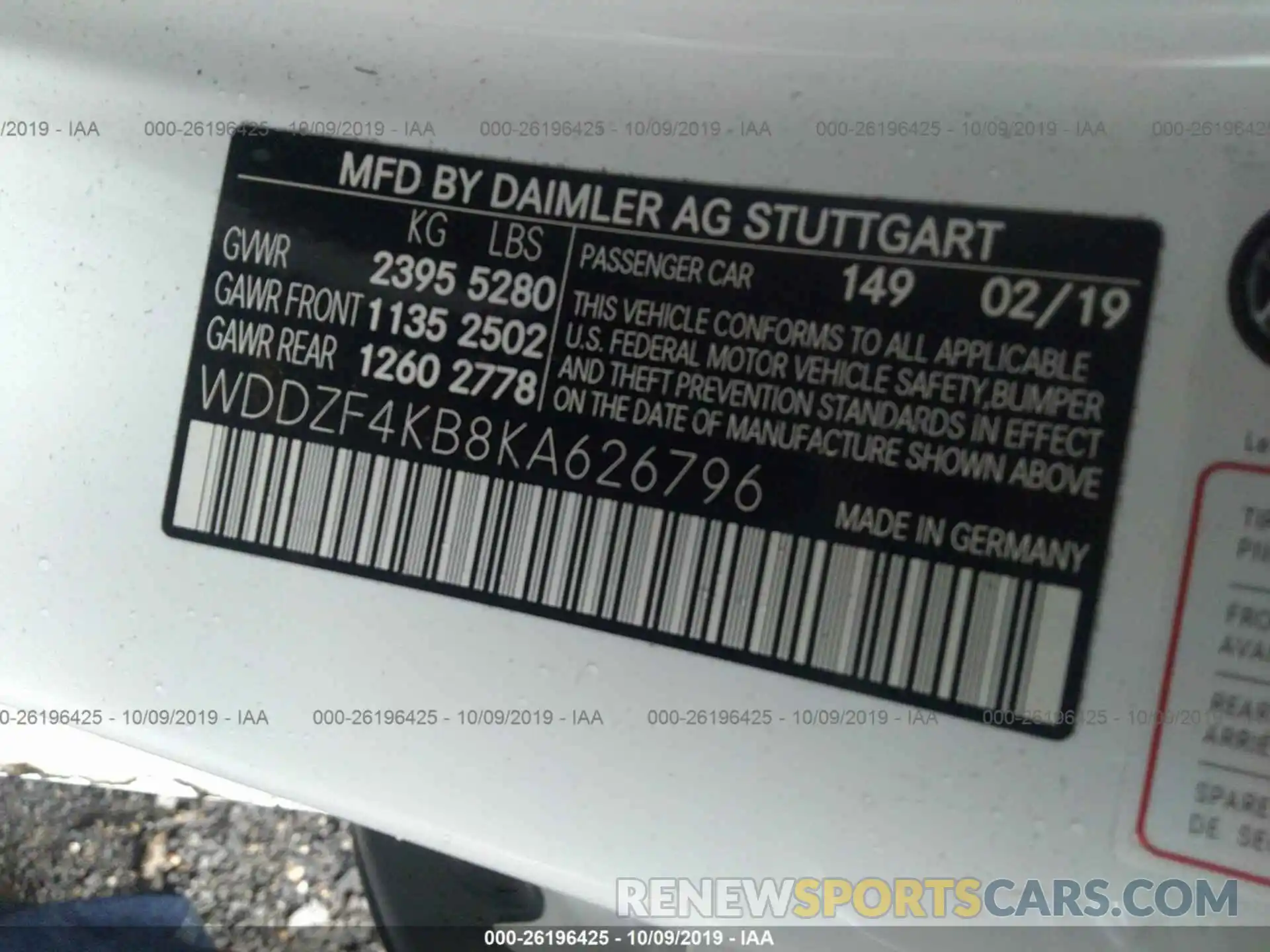 9 Photograph of a damaged car WDDZF4KB8KA626796 MERCEDES-BENZ E 2019