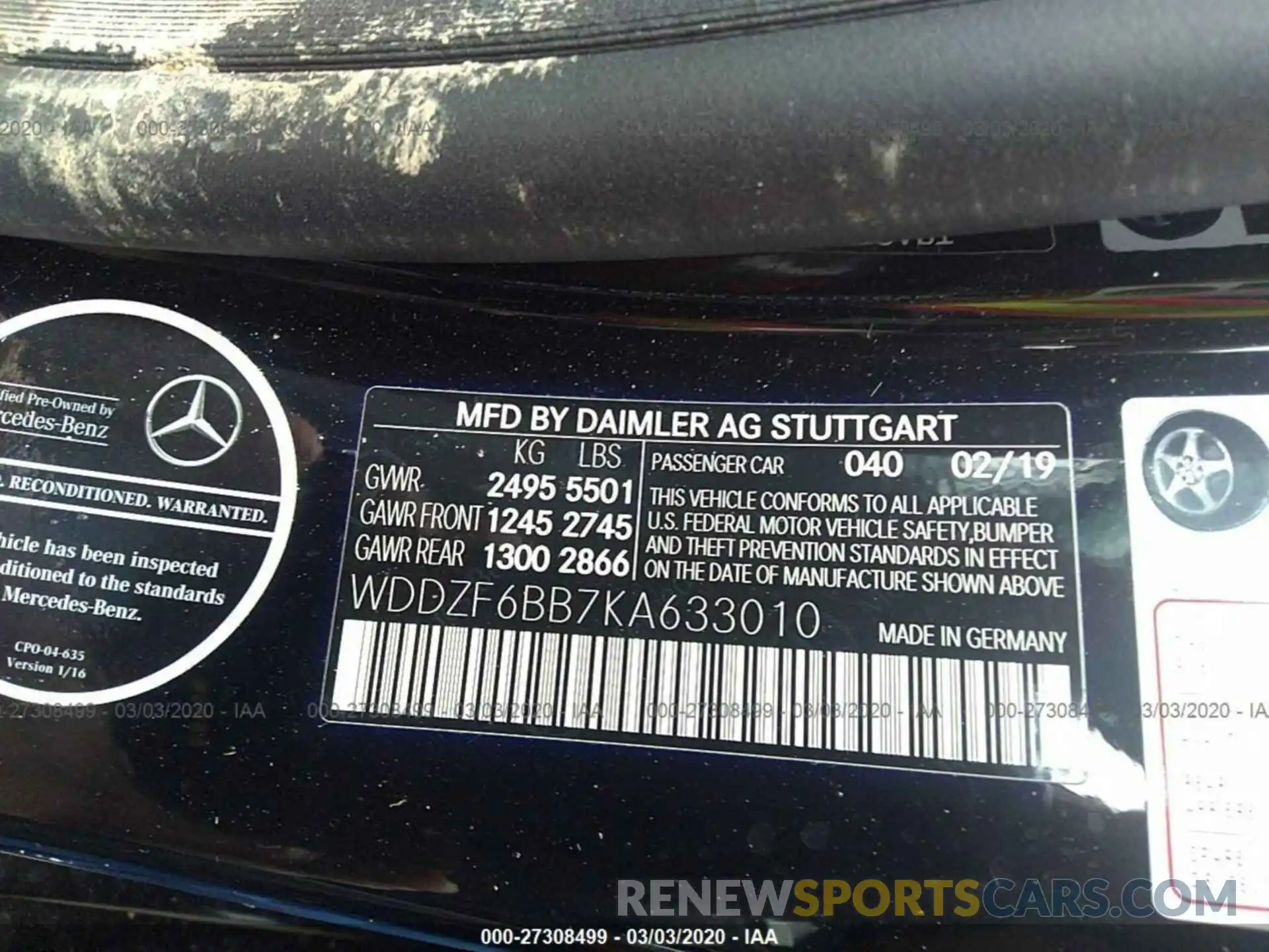 9 Photograph of a damaged car WDDZF6BB7KA633010 MERCEDES-BENZ E 2019