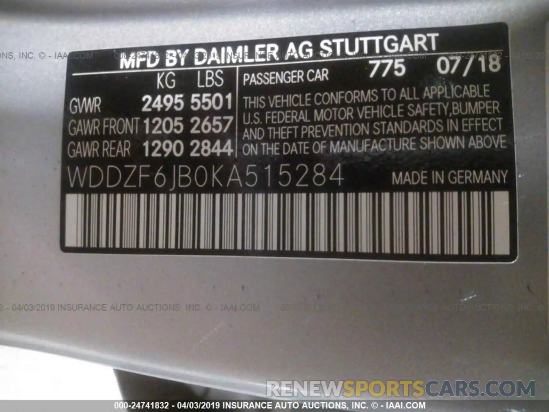 9 Photograph of a damaged car WDDZF6JB0KA515284 MERCEDES-BENZ E 2019