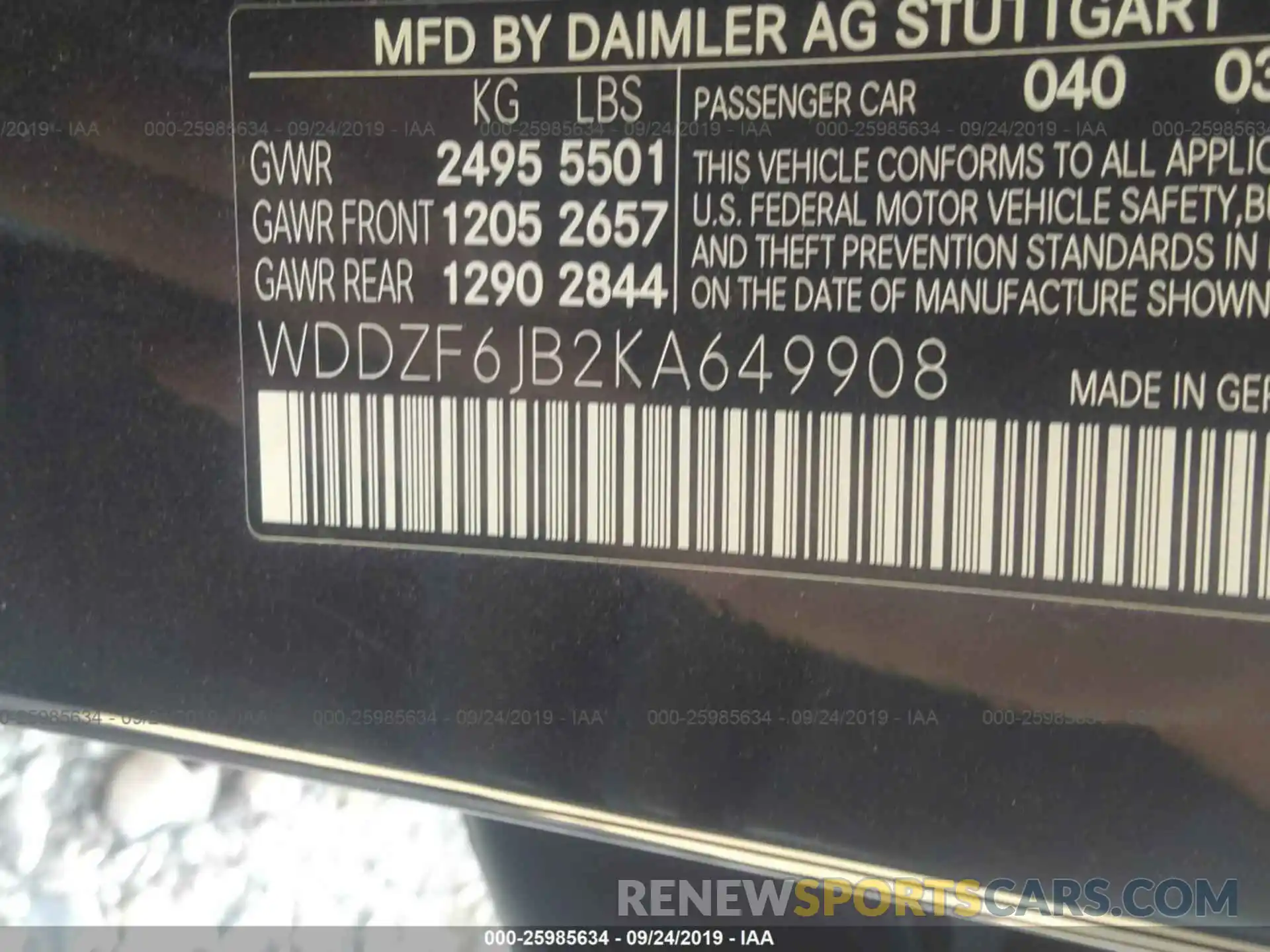 9 Photograph of a damaged car WDDZF6JB2KA649908 MERCEDES-BENZ E 2019