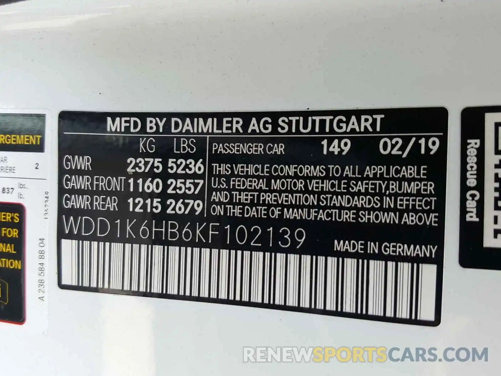 10 Photograph of a damaged car WDD1K6HB6KF102139 MERCEDES-BENZ E 450 2019