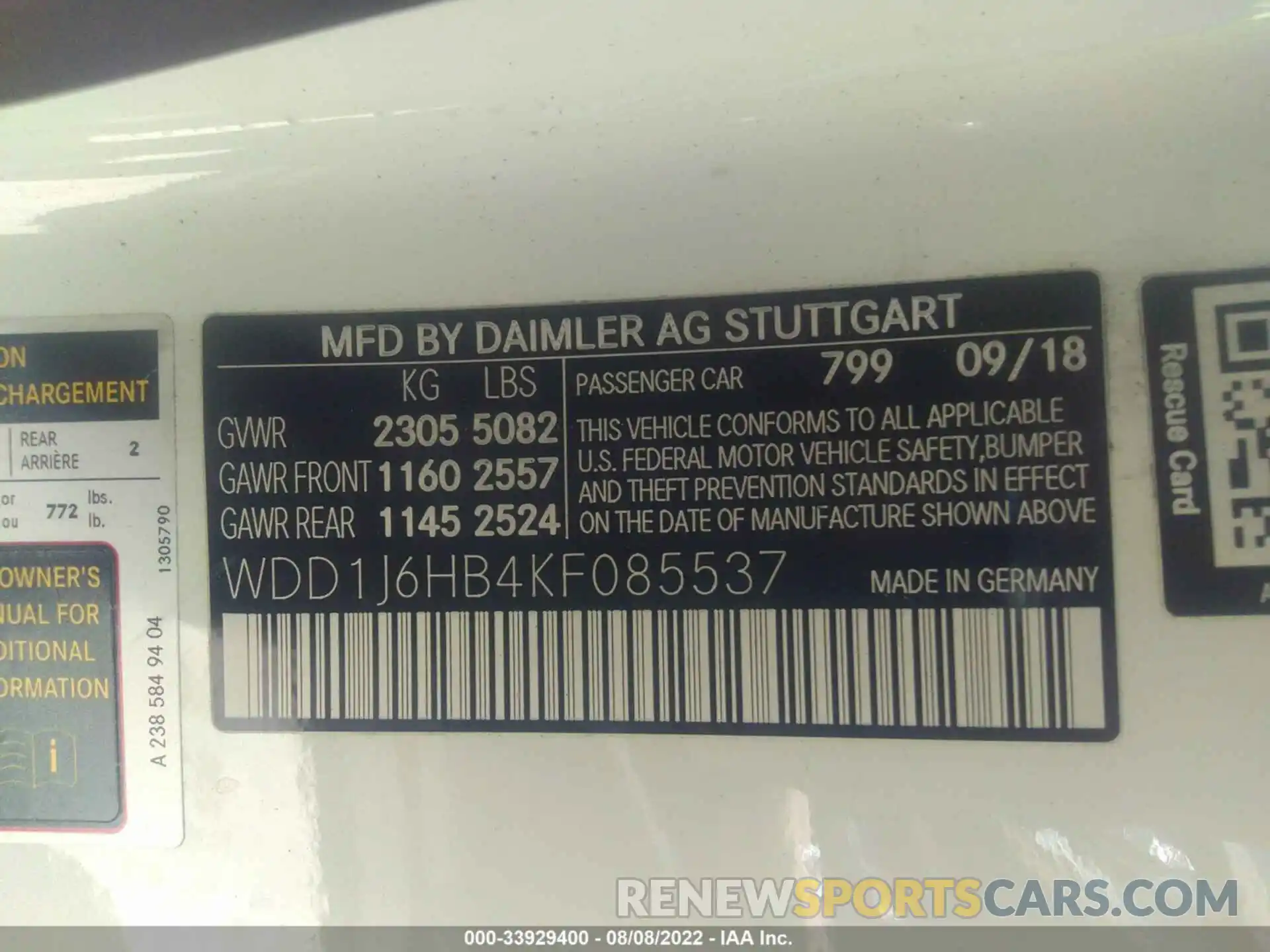 9 Photograph of a damaged car WDD1J6HB4KF085537 MERCEDES-BENZ E-CLASS 2019