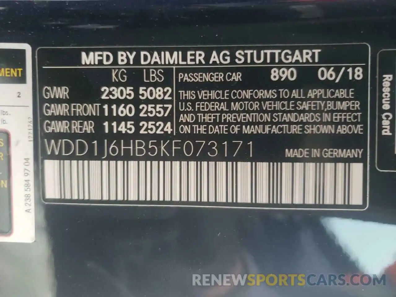 10 Photograph of a damaged car WDD1J6HB5KF073171 MERCEDES-BENZ E-CLASS 2019