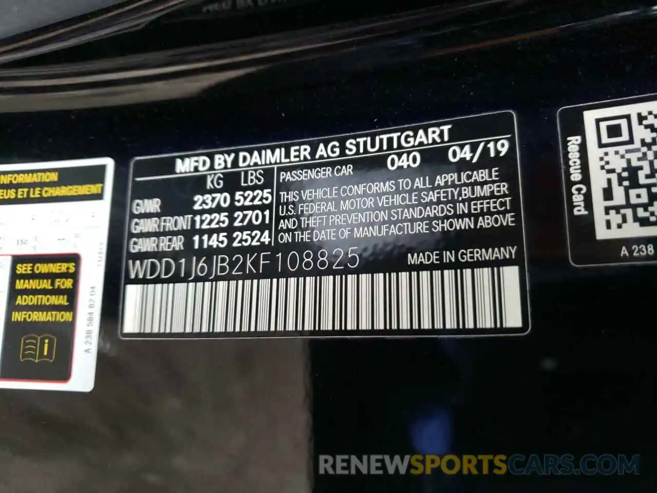 10 Photograph of a damaged car WDD1J6JB2KF108825 MERCEDES-BENZ E-CLASS 2019